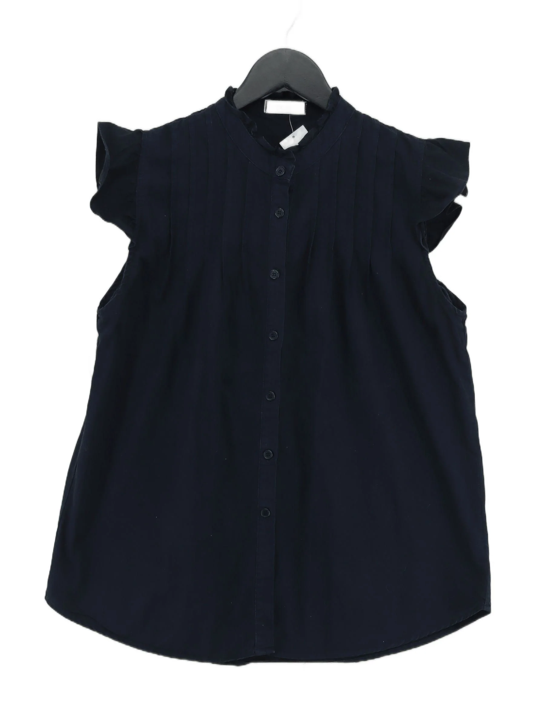 By Iris Women's Top S Blue 100% Cotton Short Sleeve High Neck Basic