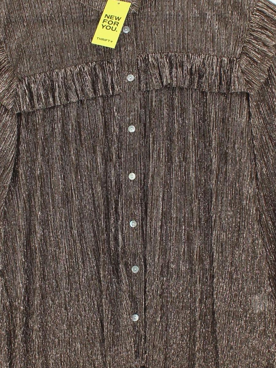 By Iris Women's Top S Brown Polyester with Other Long Sleeve High Neck Basic - Image 3