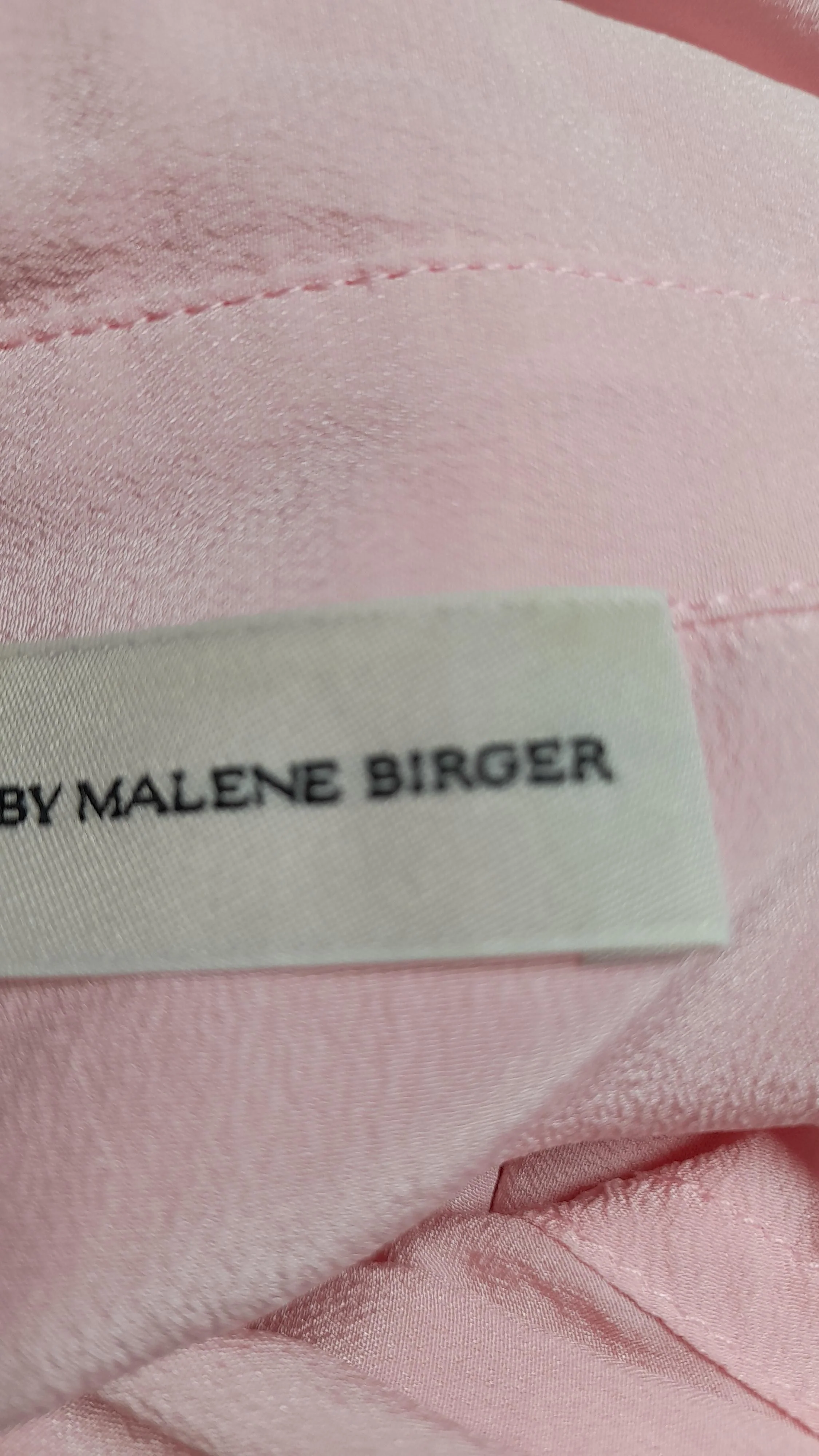 By Malene Birger Women's Shirt UK 14 Pink 100% Silk Long Sleeve Collared Basic - Image 6