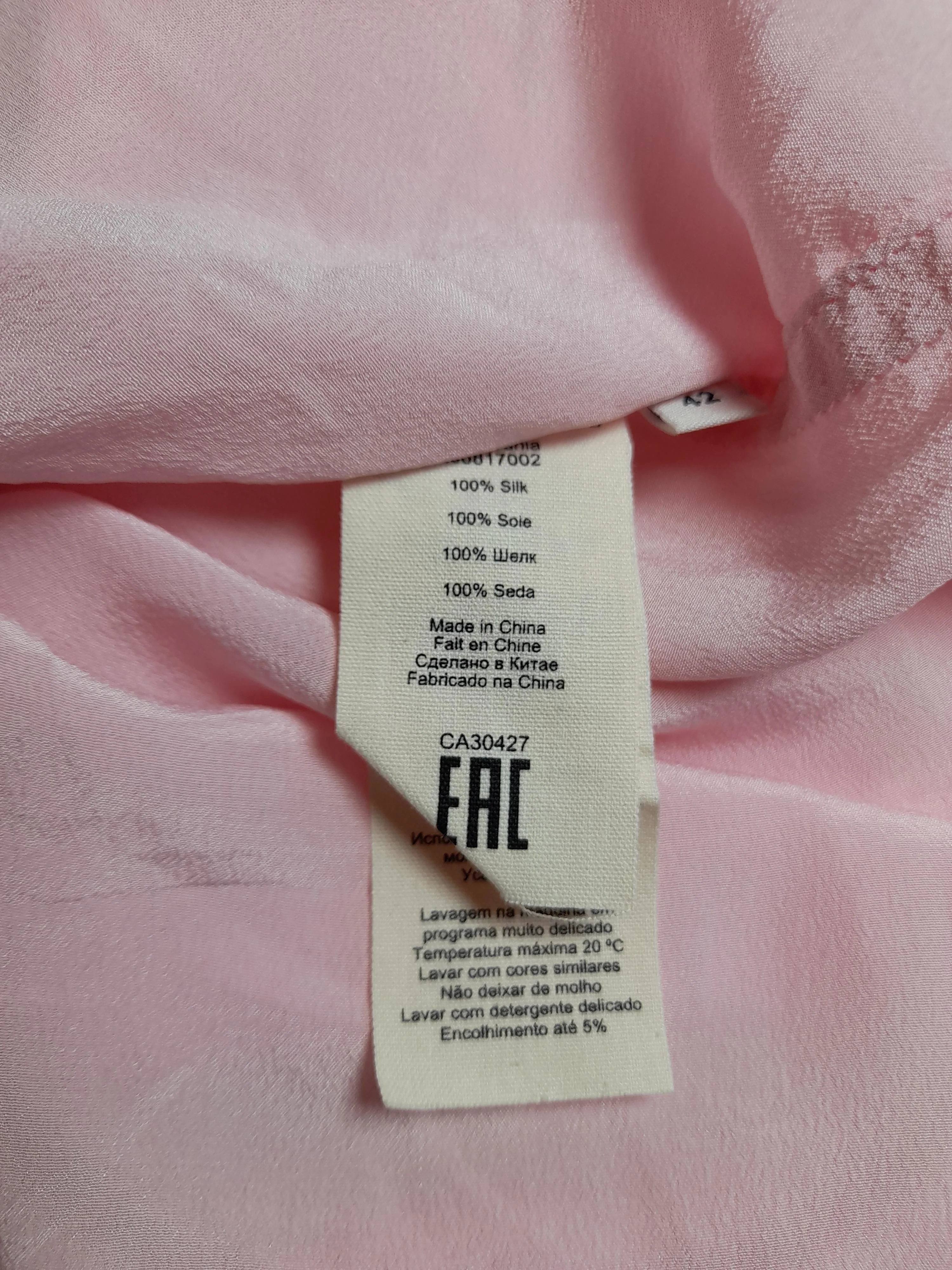 By Malene Birger Women's Shirt UK 14 Pink 100% Silk Long Sleeve Collared Basic - Image 7