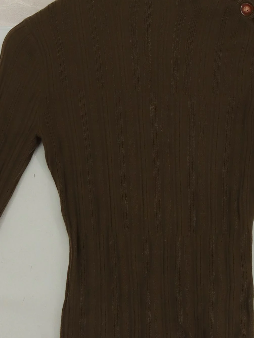 C/meo Collective Women's Top XS Brown 100% Wool Long Sleeve Mock Neck Basic - Image 3