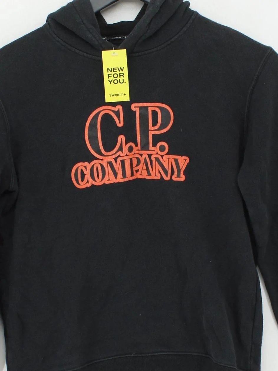 C.P. Company Women's Hoodie UK 12 Black Graphic 100% Cotton Pullover - Image 3