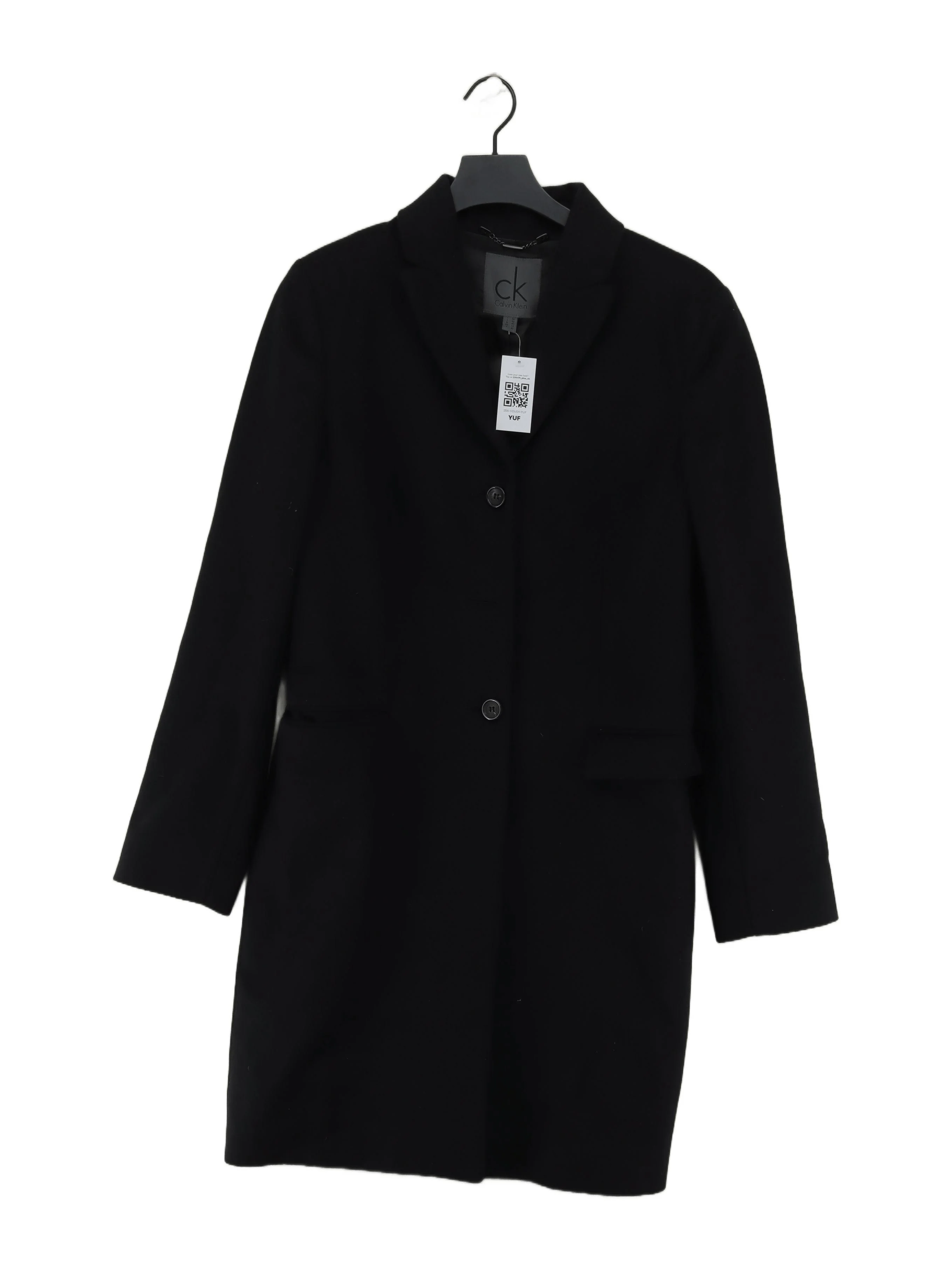 Calvin Klein Men's Coat Chest: 40 in Black Wool with Cashmere Overcoat