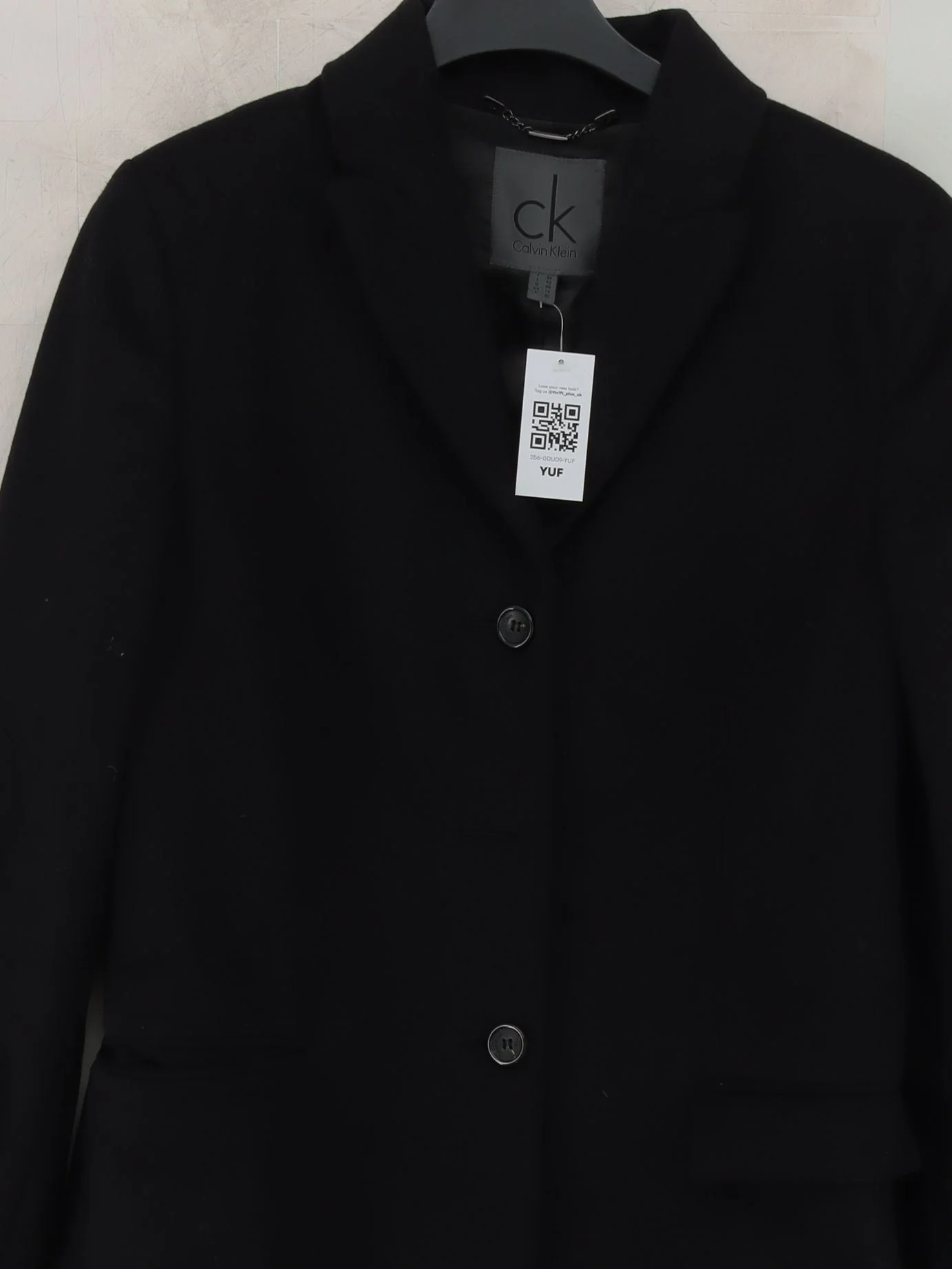 Calvin Klein Men's Coat Chest: 40 in Black Wool with Cashmere Overcoat - Image 3