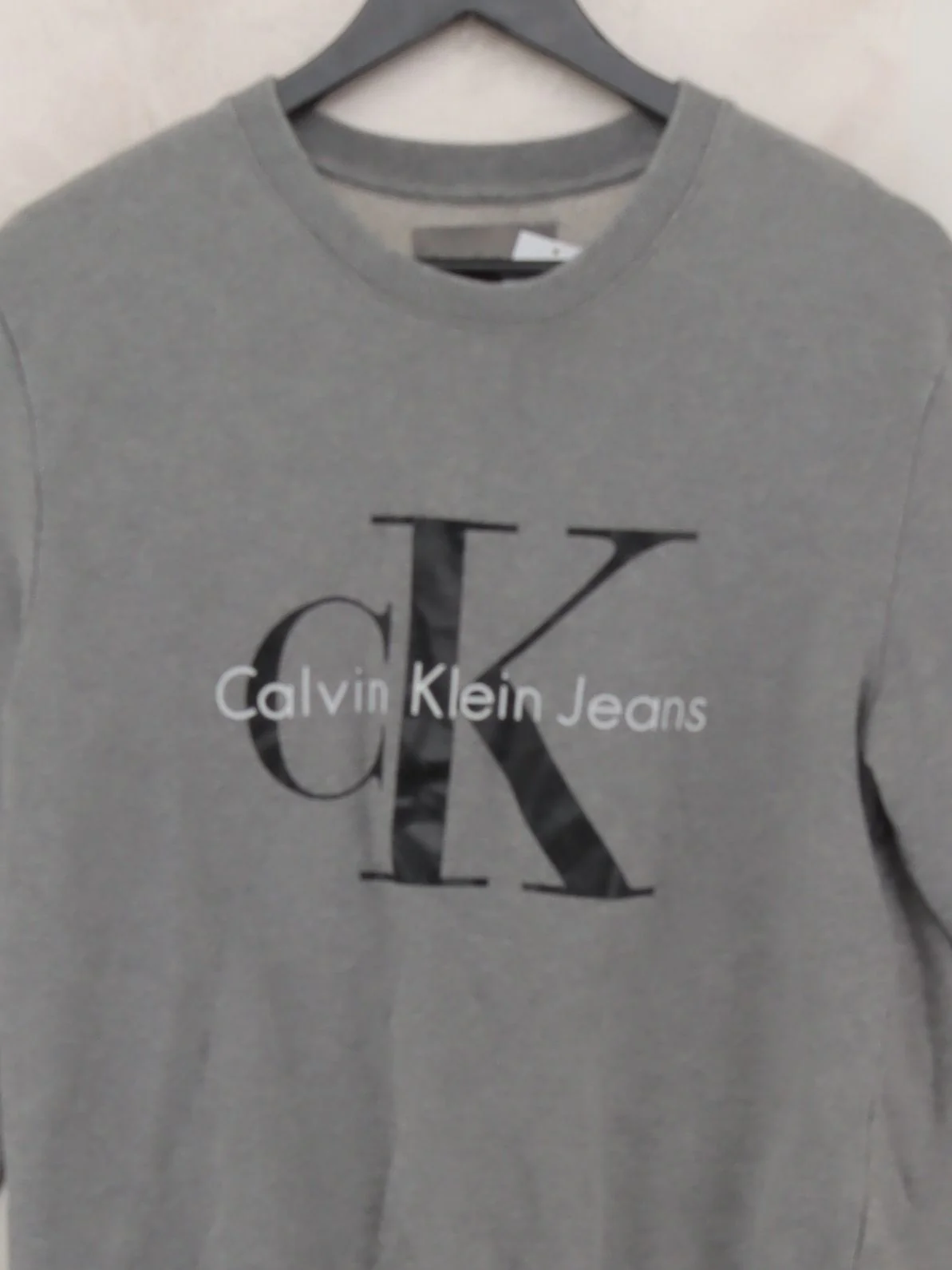 Calvin Klein Men's Hoodie L Grey Graphic 100% Cotton Pullover - Image 3