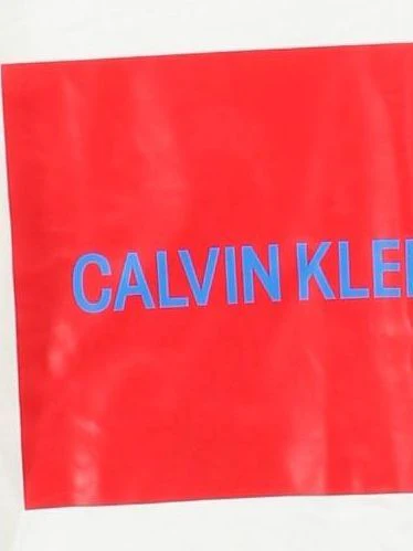 Calvin Klein Men's Hoodie L White Graphic 100% Cotton Pullover - Image 4