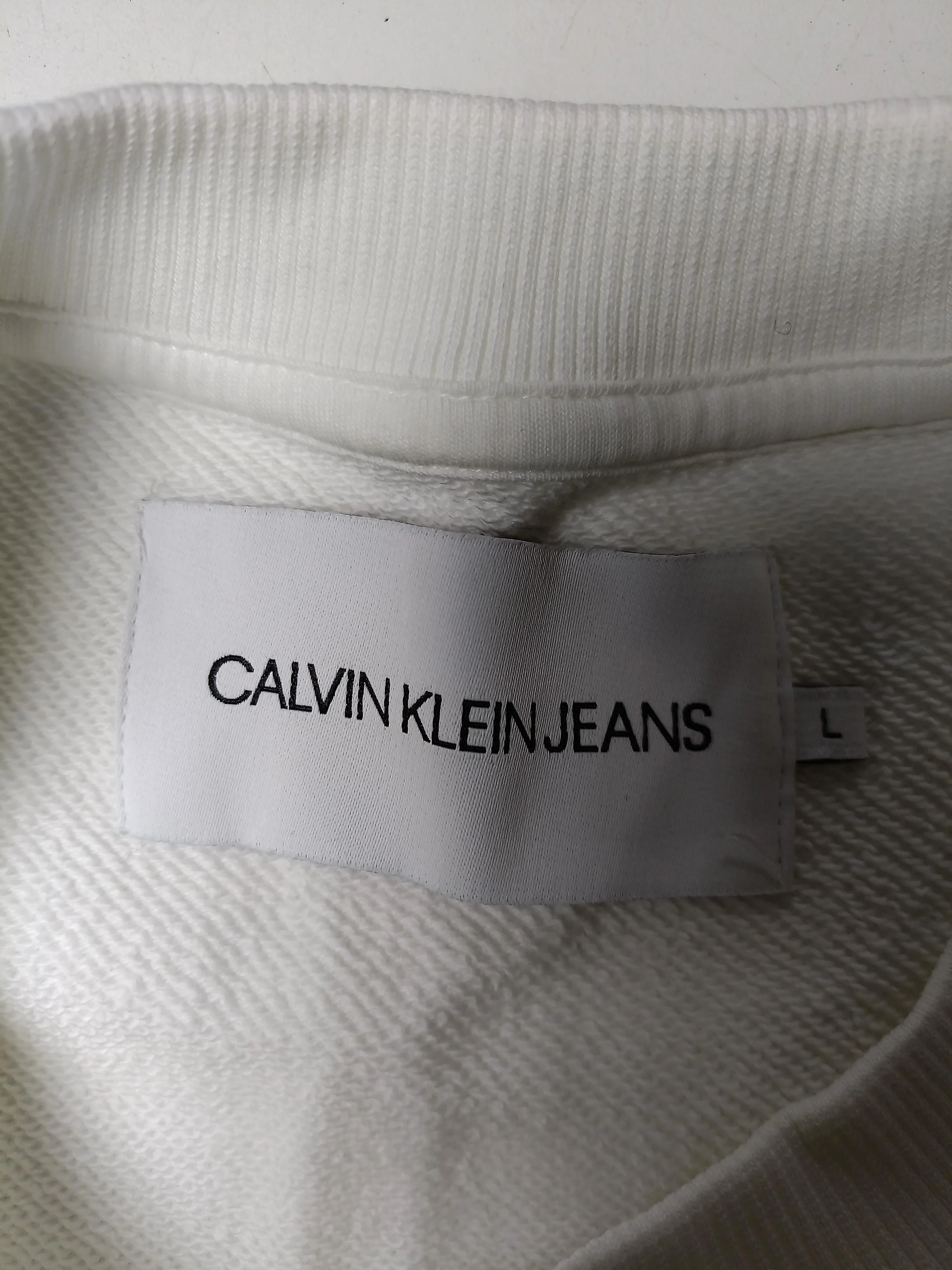 Calvin Klein Men's Hoodie L White Graphic 100% Cotton Pullover - Image 5