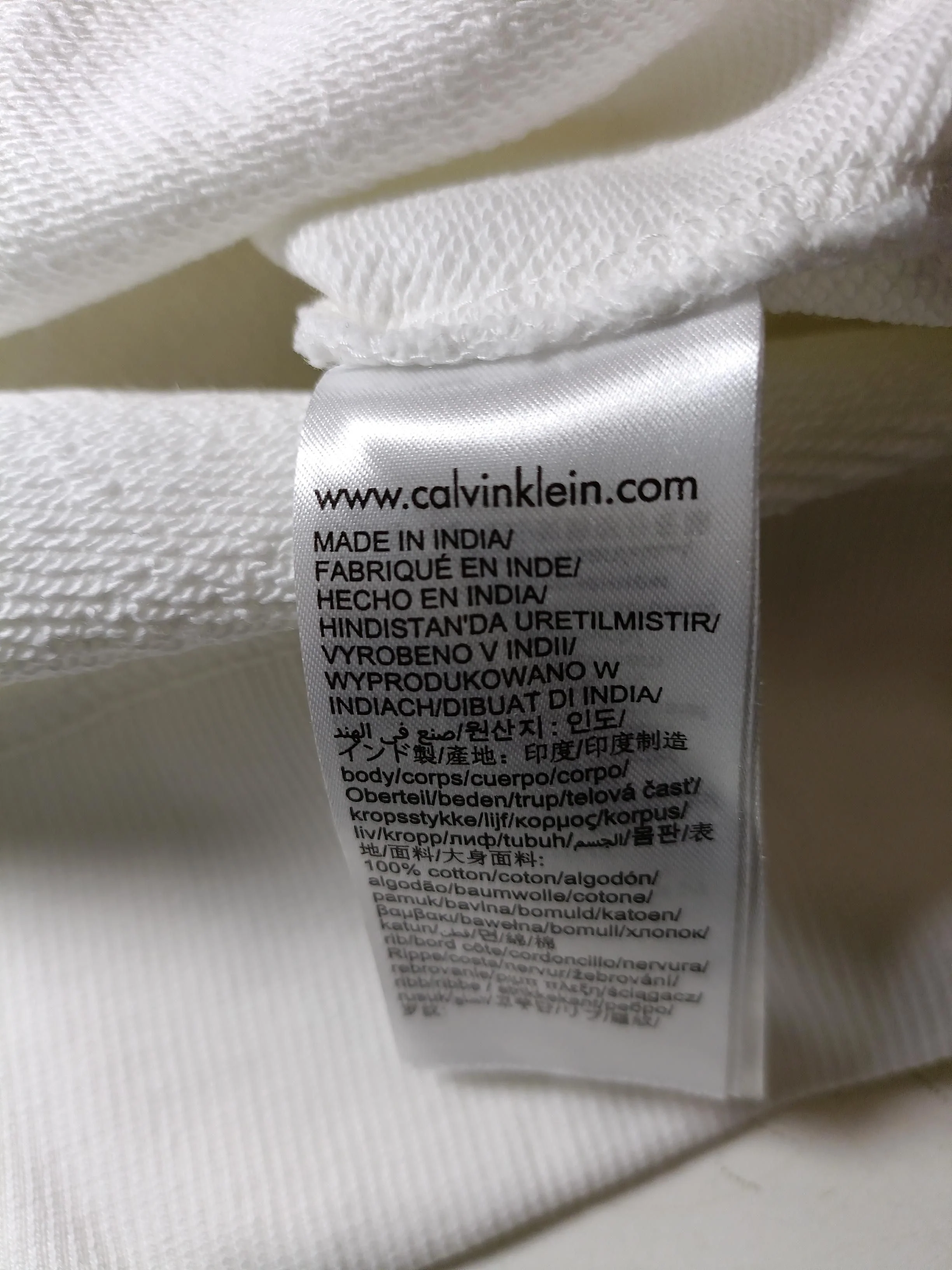 Calvin Klein Men's Hoodie L White Graphic 100% Cotton Pullover - Image 6