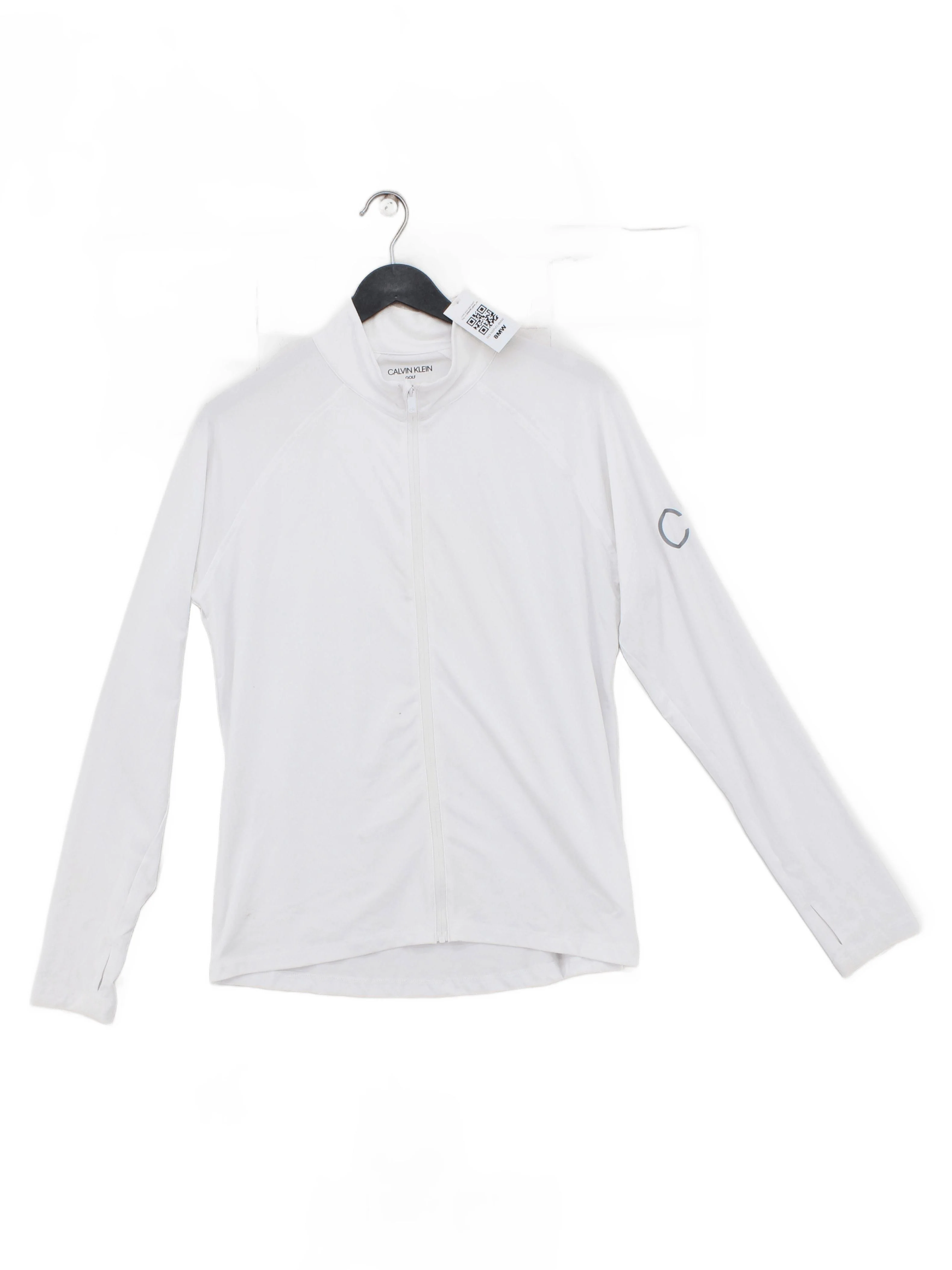Calvin Klein Men's Hoodie L White Polyester with Elastane Full Zip