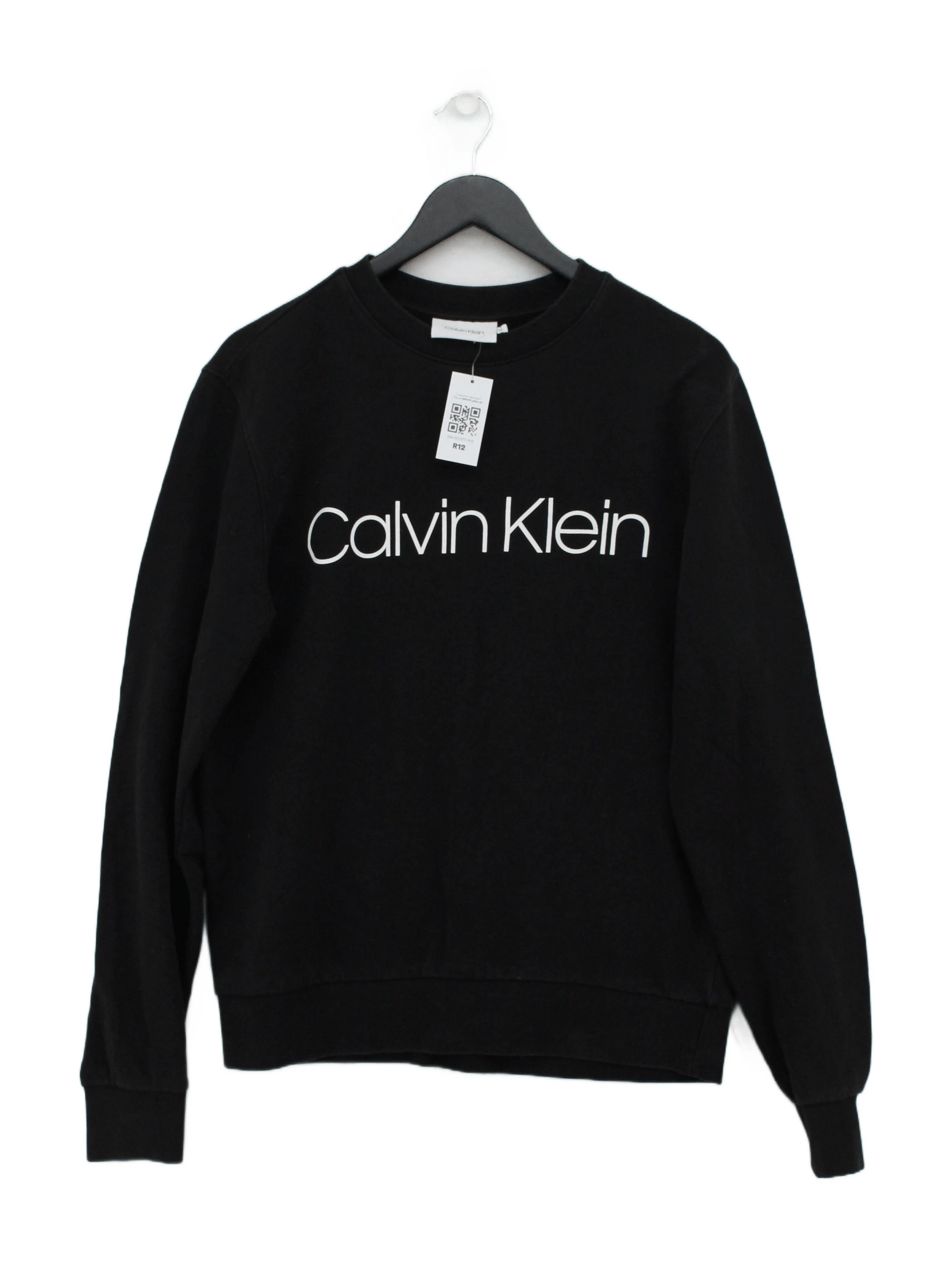 Calvin Klein Men's Hoodie S Black Graphic 100% Cotton Pullover