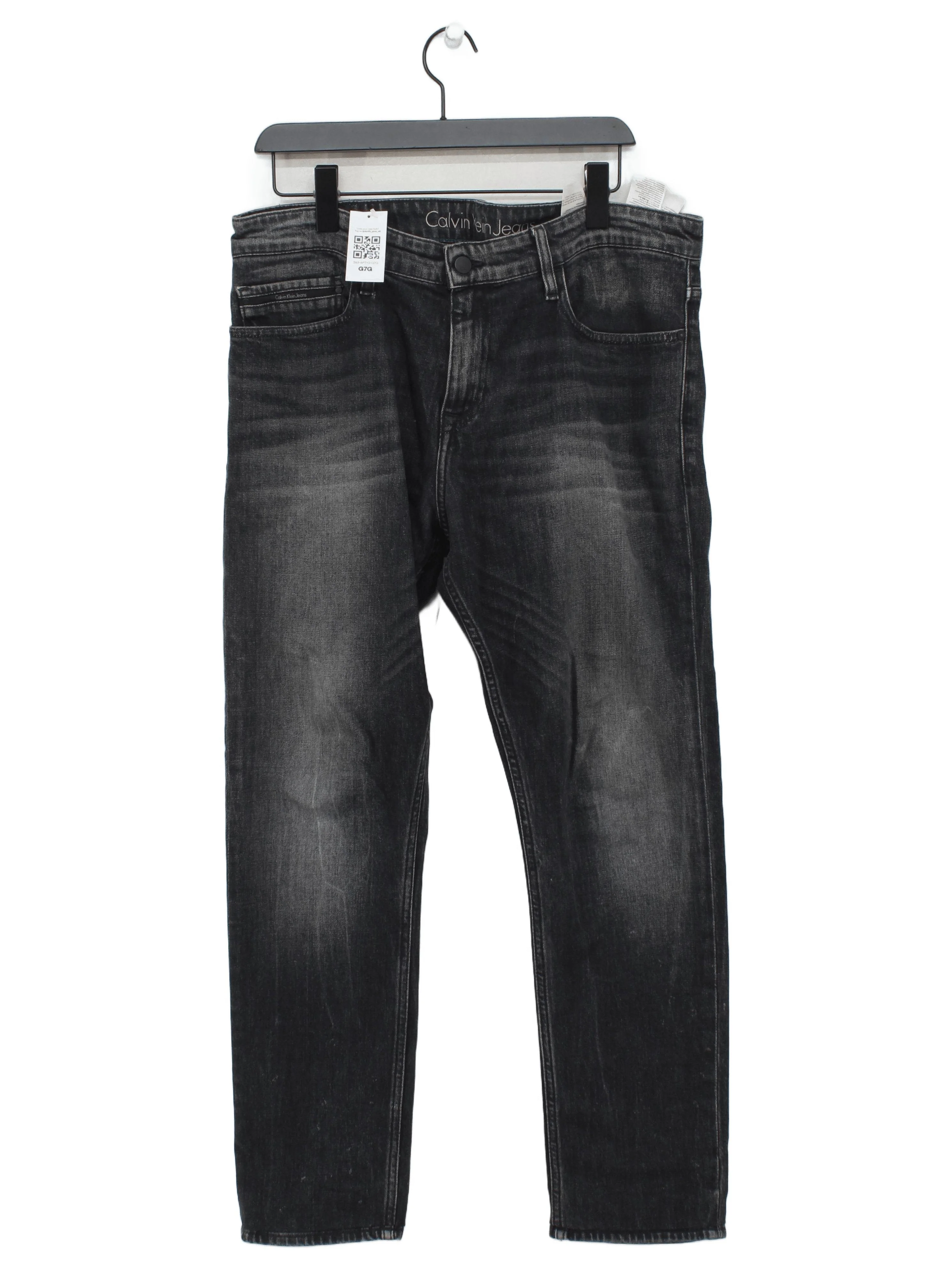 Calvin Klein Men's Jeans W 36 in; L 32 in Black Cotton with Elastane Straight