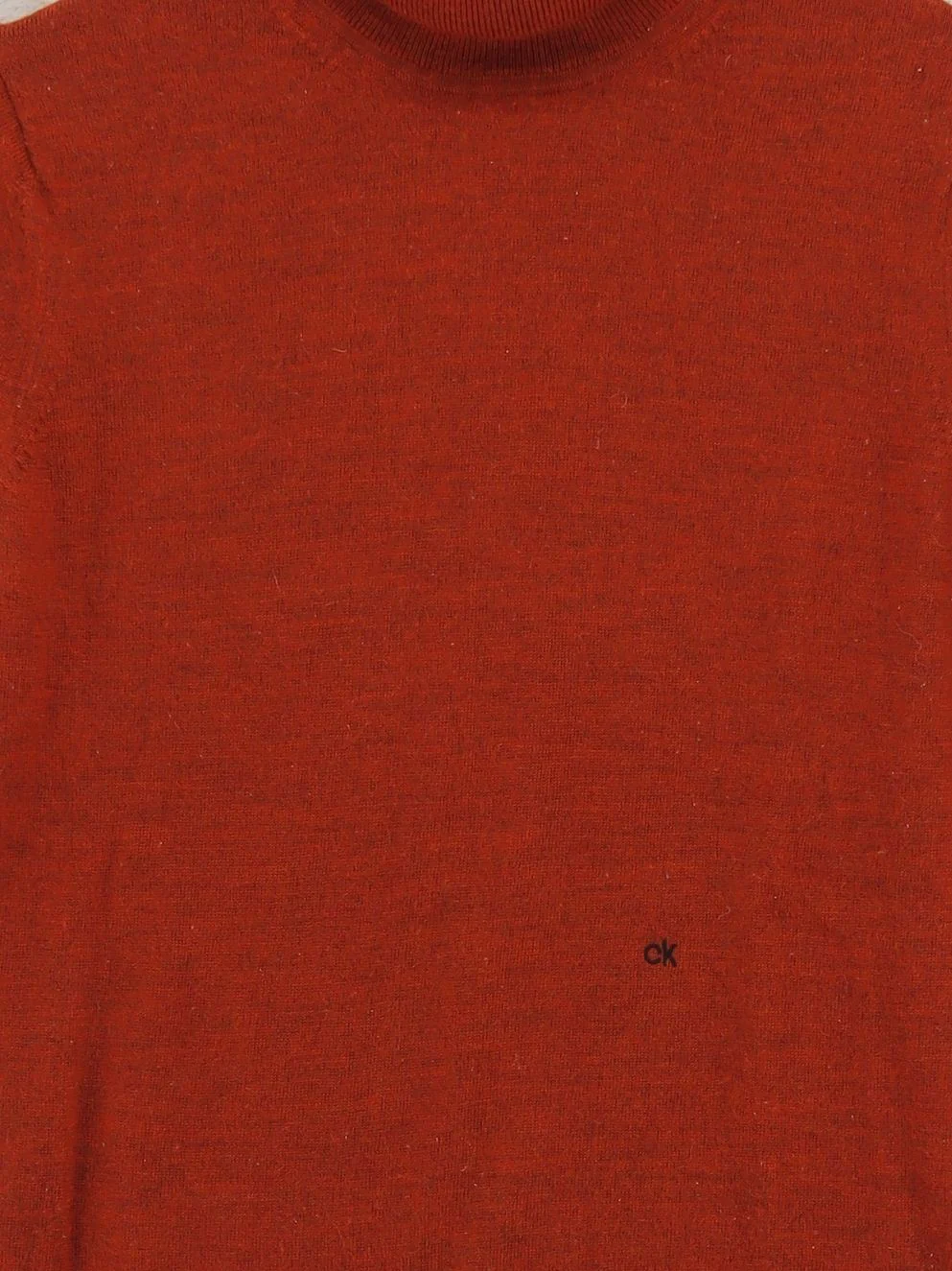 Calvin Klein Men's Jumper L Brown 100% Wool Roll Neck Pullover - Image 3