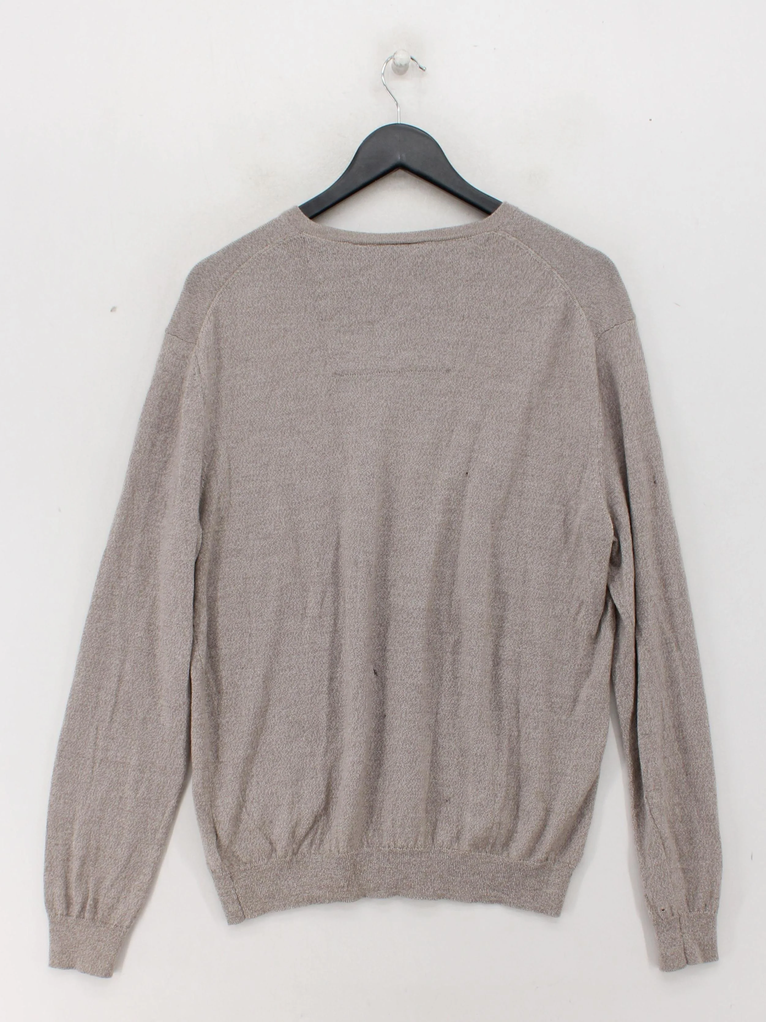 Calvin Klein Men's Jumper L Tan 100% Wool V-Neck Pullover - Image 2