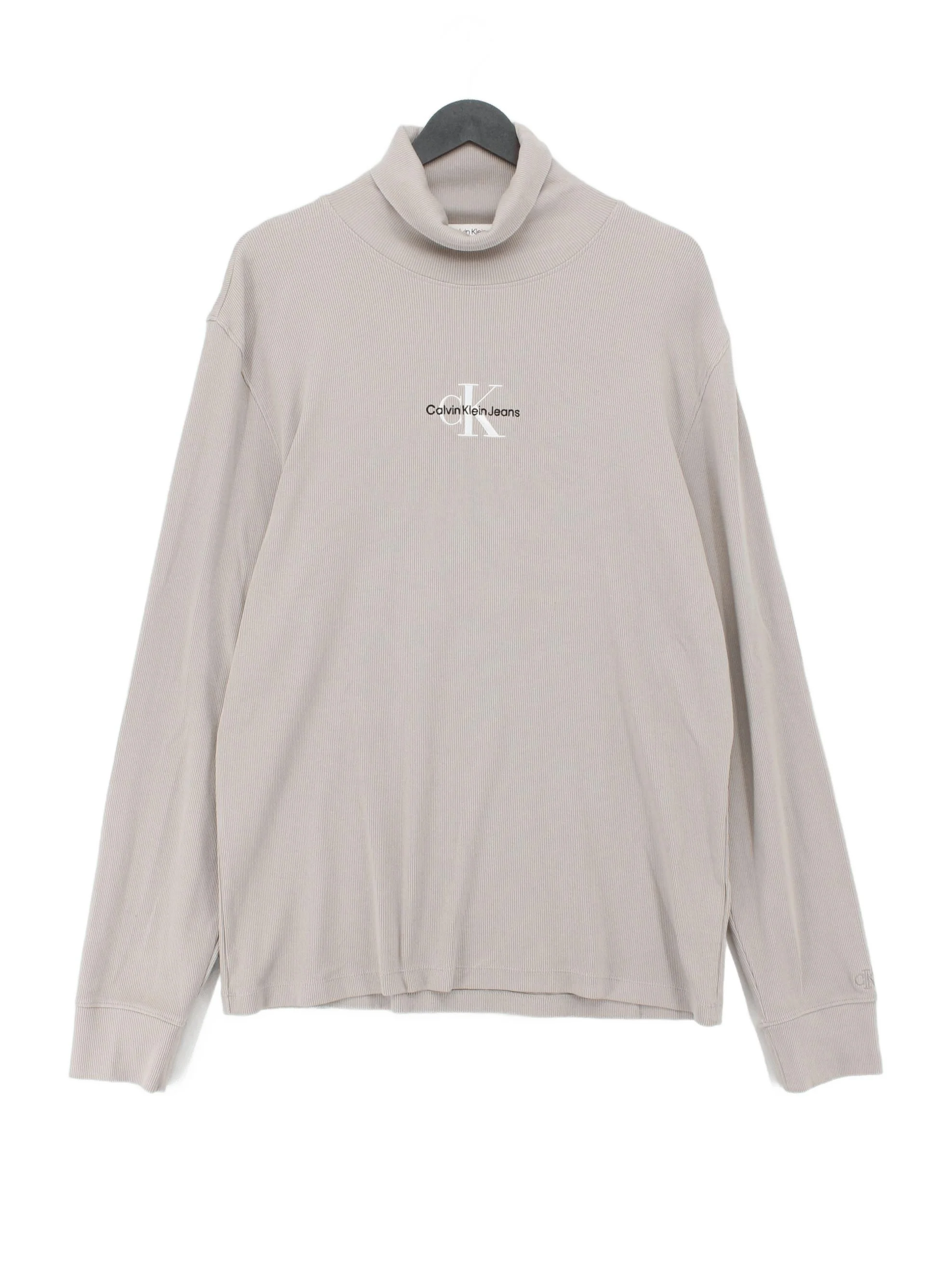 Calvin Klein Men's Jumper XXL Tan 100% Other Roll Neck Pullover