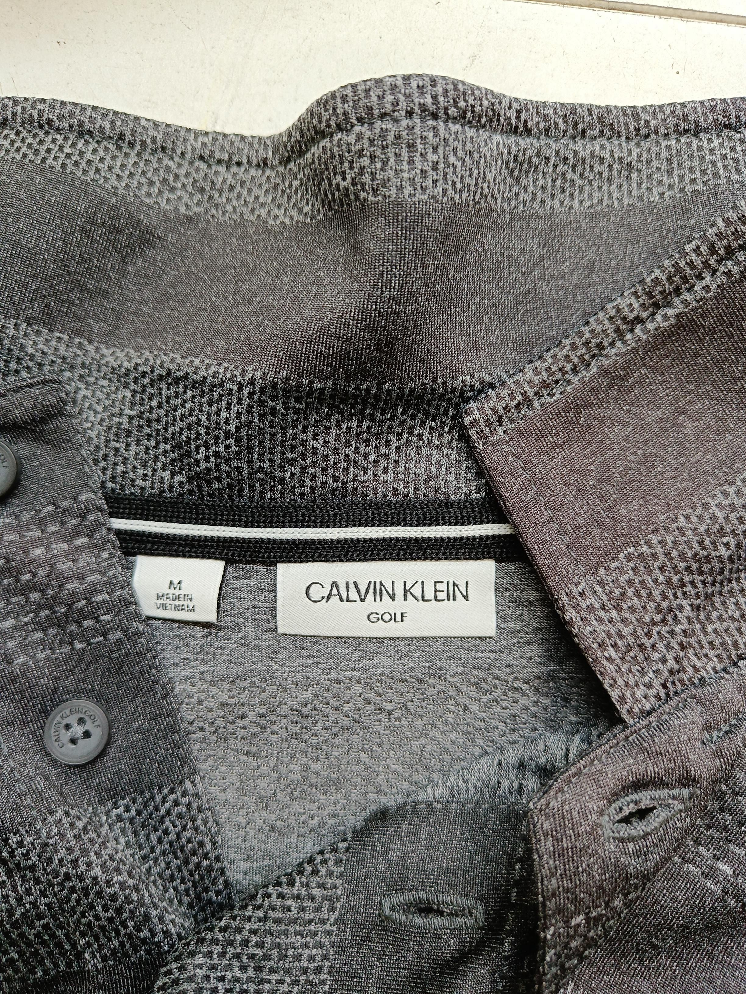 Calvin Klein Men's Polo M Grey Striped 100% Polyester Basic - Image 6