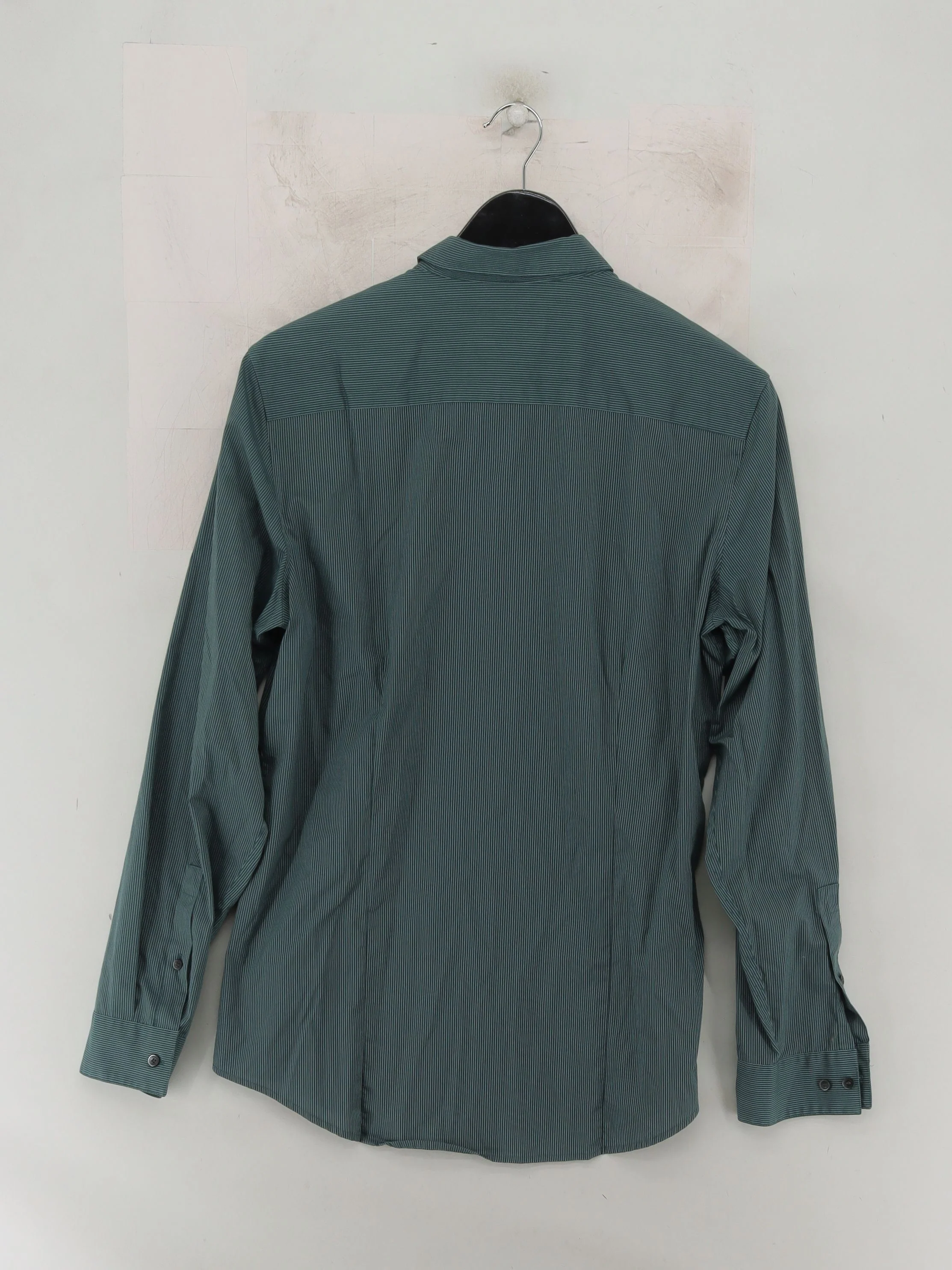 Calvin Klein Men's Shirt M Green Striped Cotton with Elastane Basic - Image 2