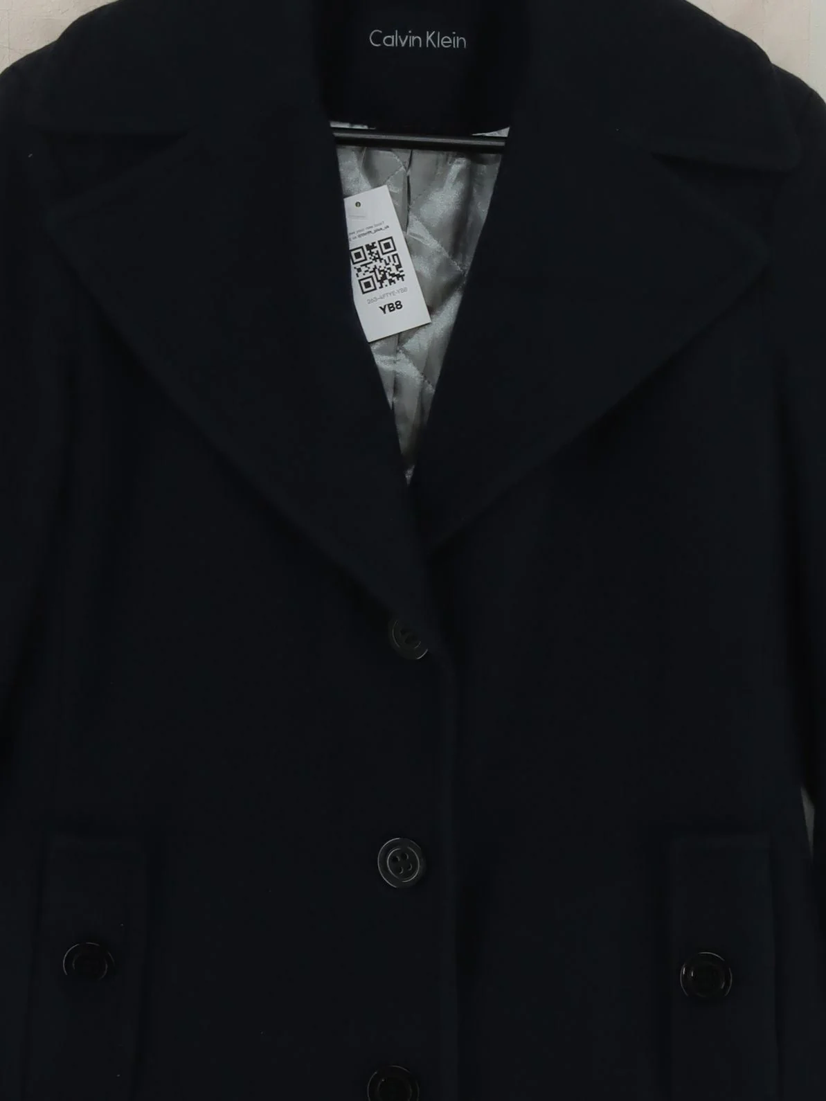 Calvin Klein Women's Coat M Blue Wool with Polyester Pea Coat - Image 3