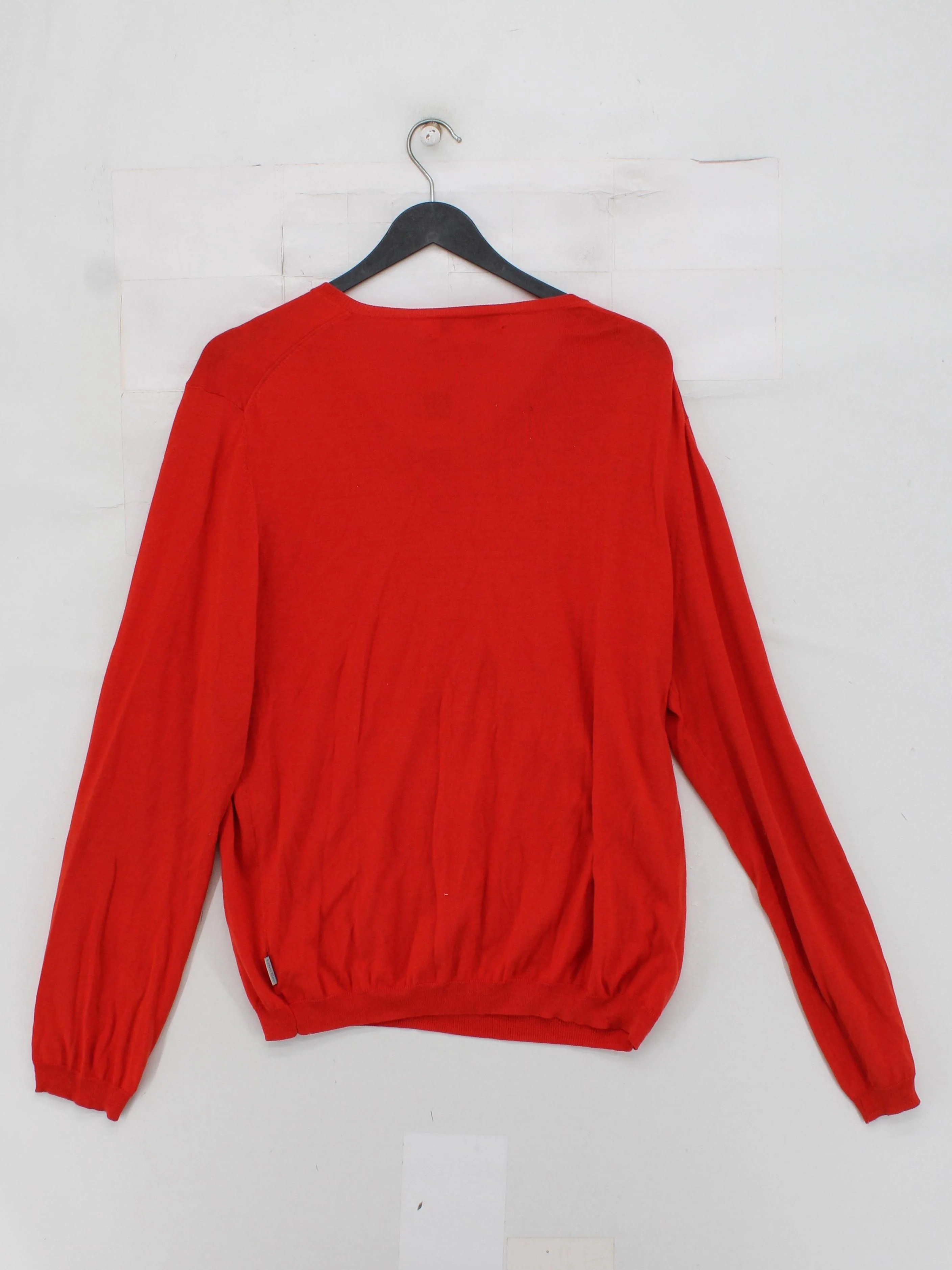 Calvin Klein Women's Jumper L Red Silk with Cotton V-Neck Pullover - Image 2