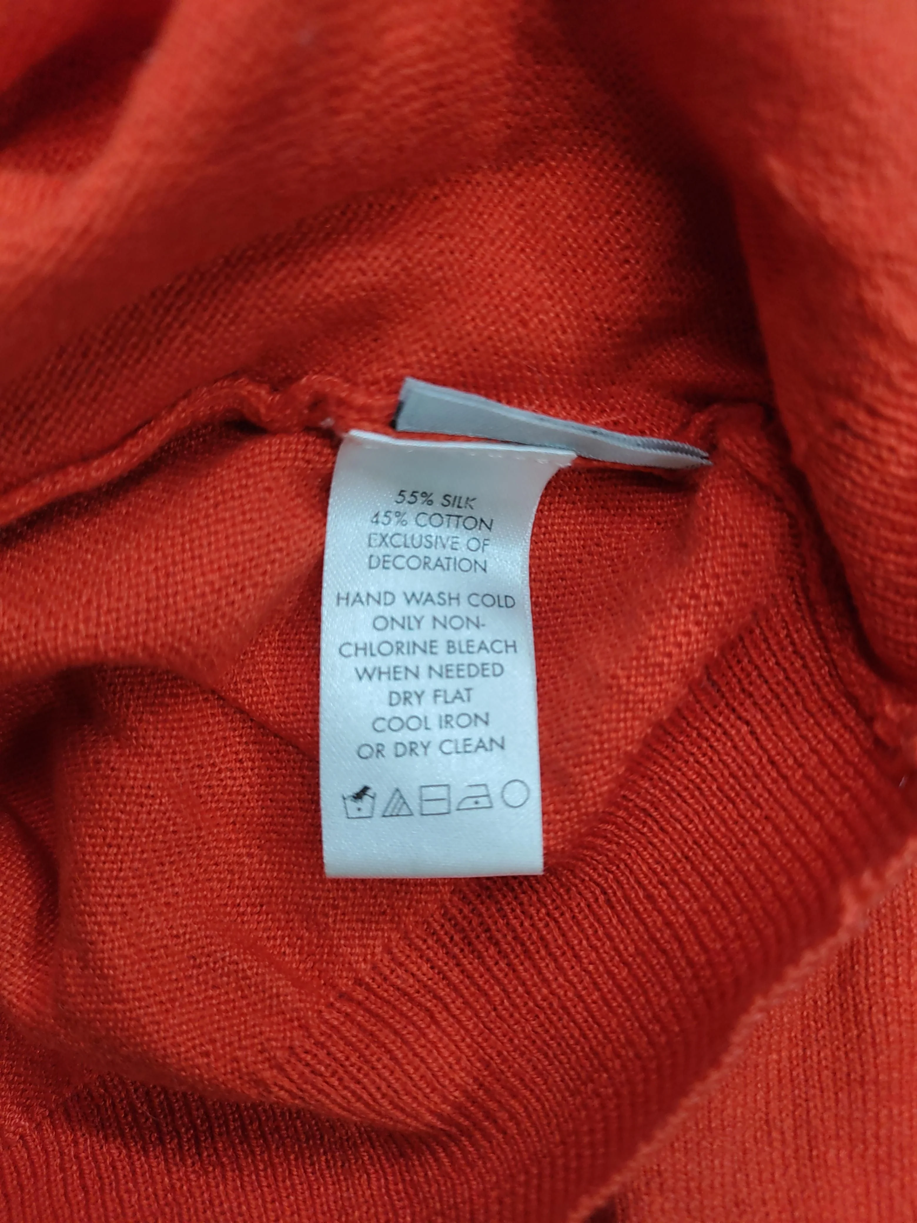 Calvin Klein Women's Jumper L Red Silk with Cotton V-Neck Pullover - Image 6