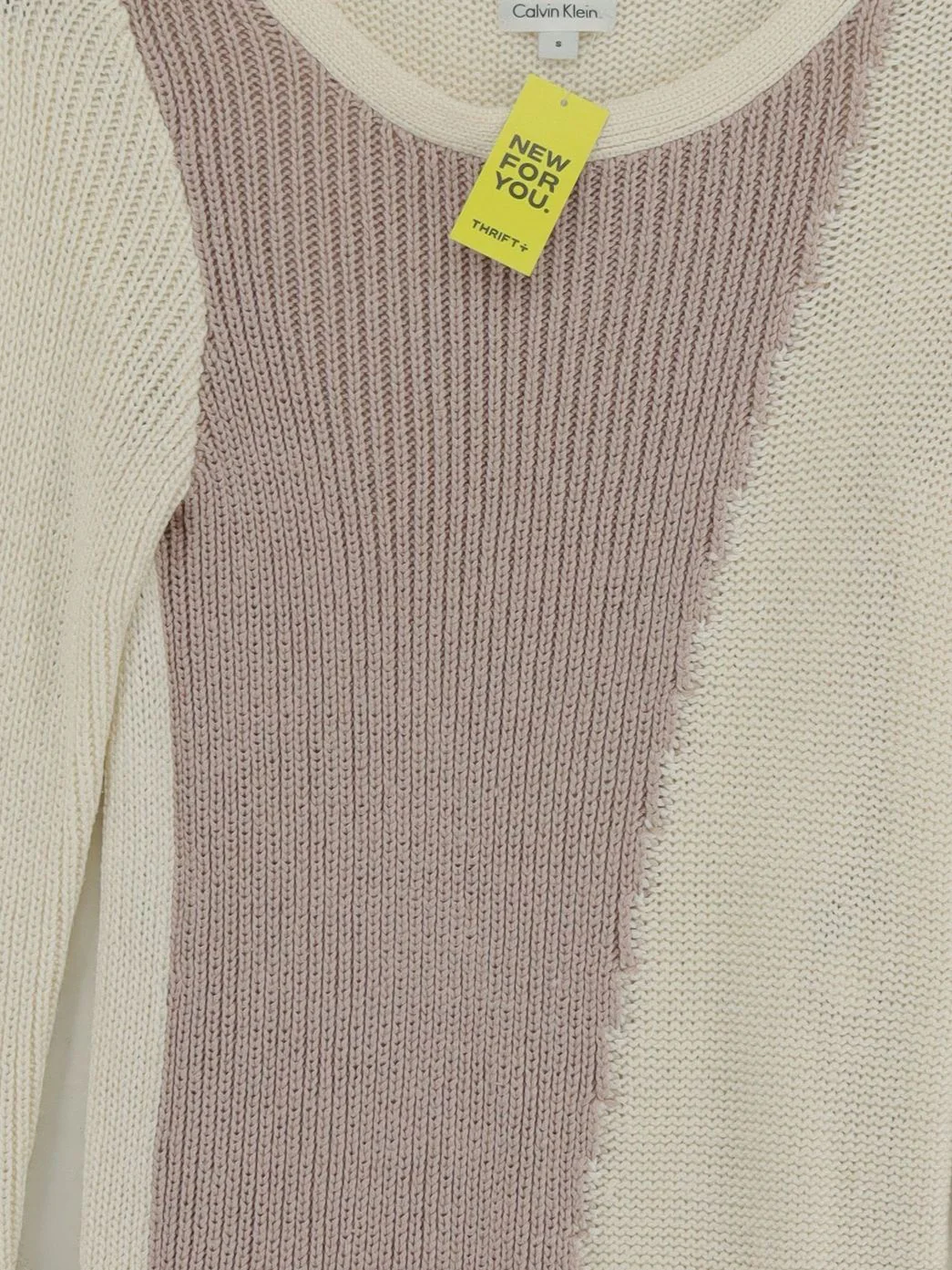 Calvin Klein Women's Jumper S Cream Acrylic with Nylon Round Neck Pullover - Image 3
