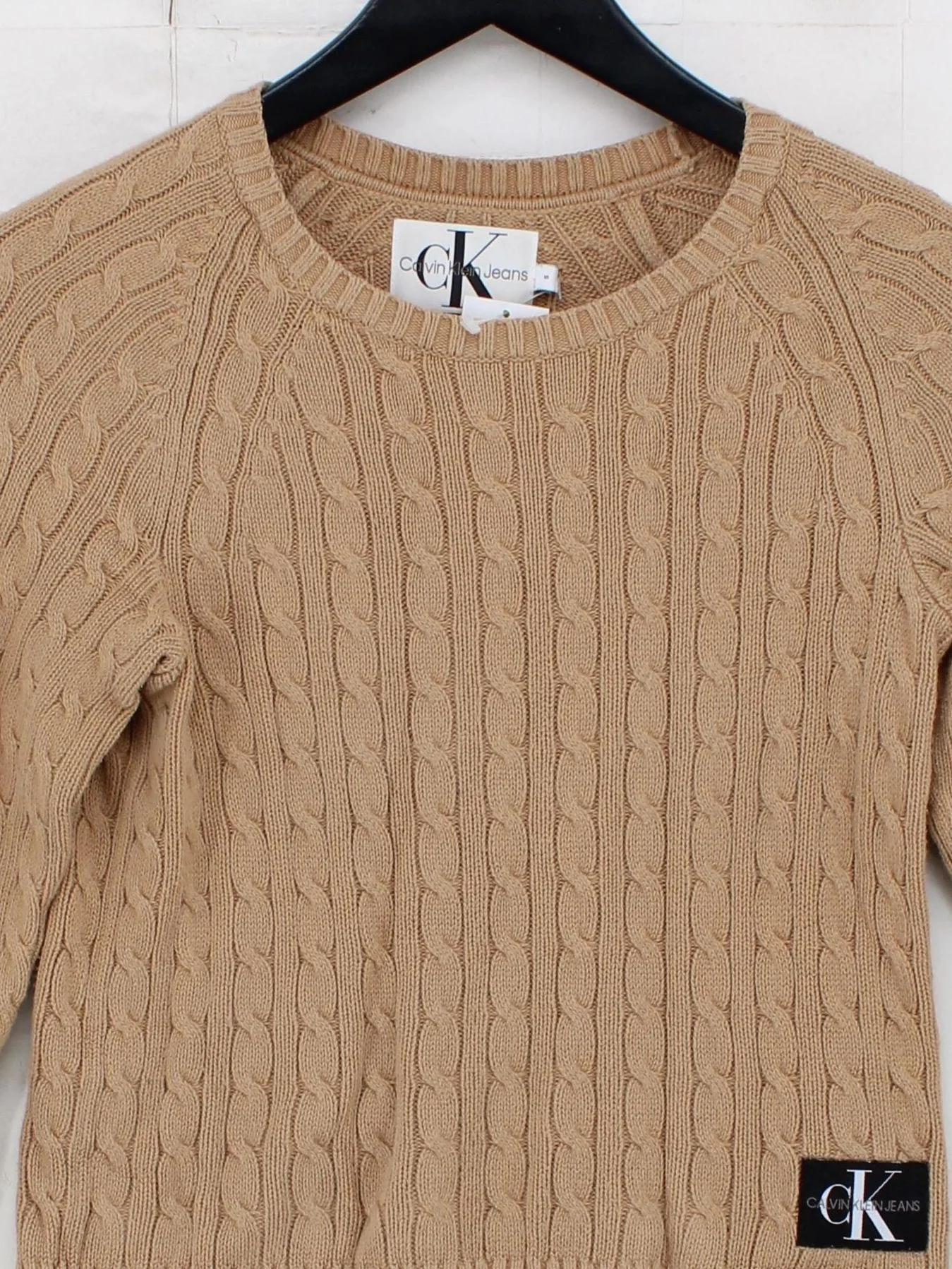 Calvin Klein Women's Jumper S Tan 100% Cotton Round Neck Pullover - Image 3