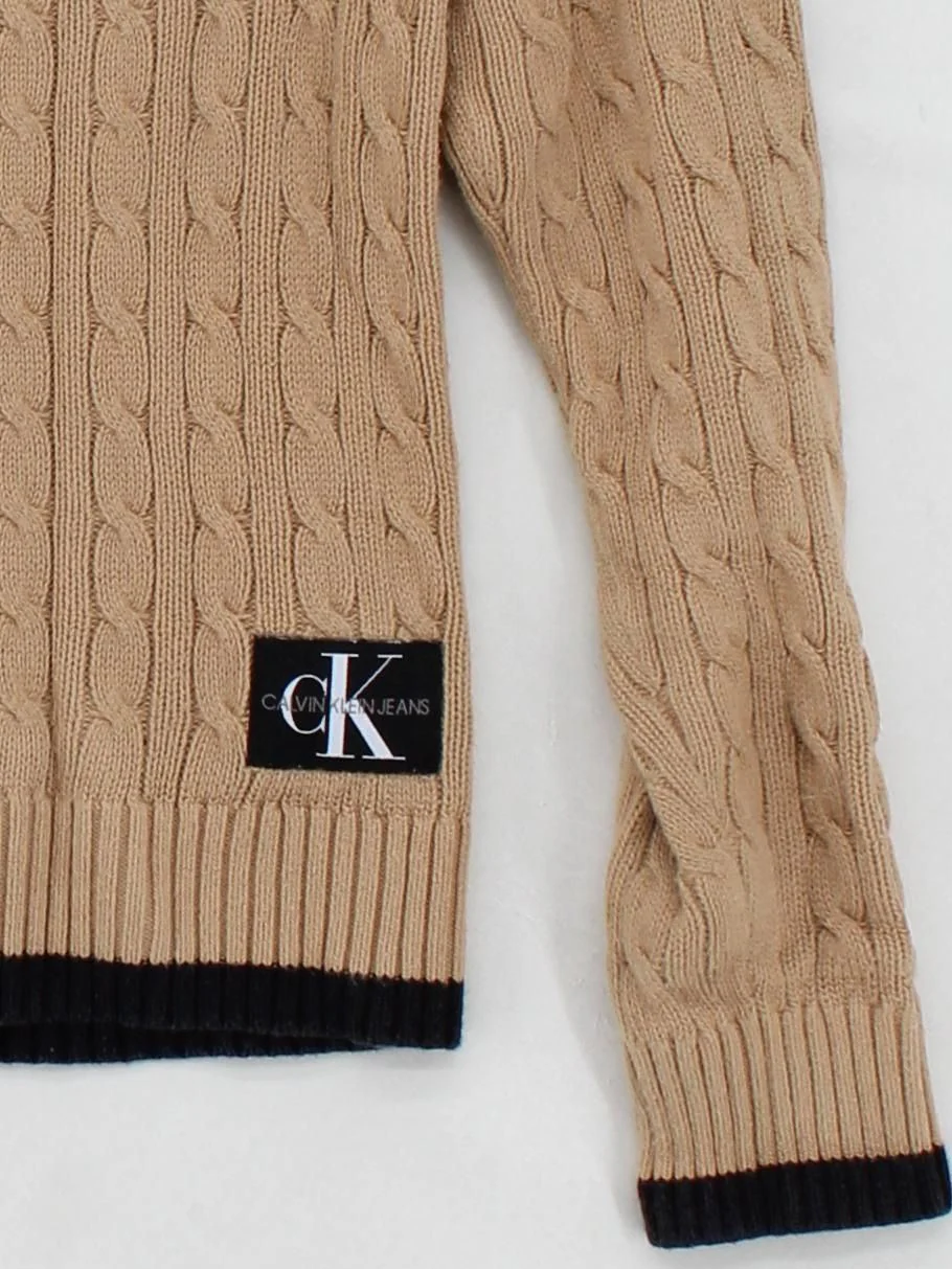 Calvin Klein Women's Jumper S Tan 100% Cotton Round Neck Pullover - Image 4