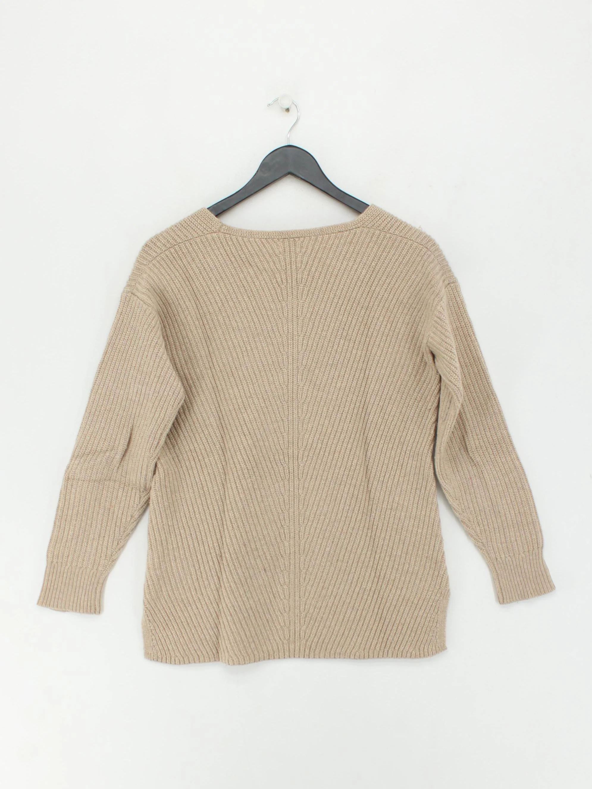 Calvin Klein Women's Jumper S Tan Wool with Polyamide, Polyester V-Neck Pullover - Image 2