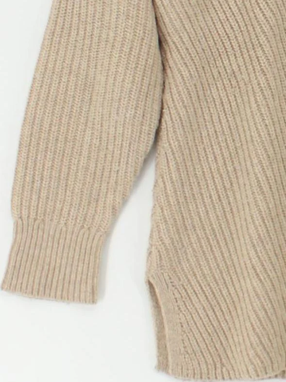 Calvin Klein Women's Jumper S Tan Wool with Polyamide, Polyester V-Neck Pullover - Image 4