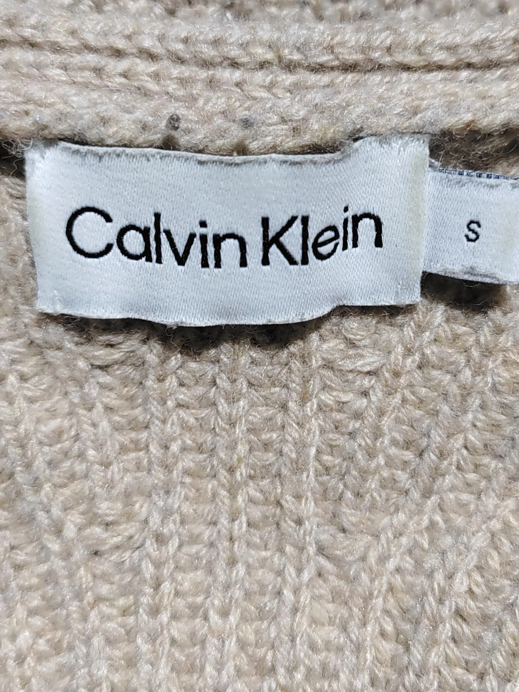 Calvin Klein Women's Jumper S Tan Wool with Polyamide, Polyester V-Neck Pullover - Image 6