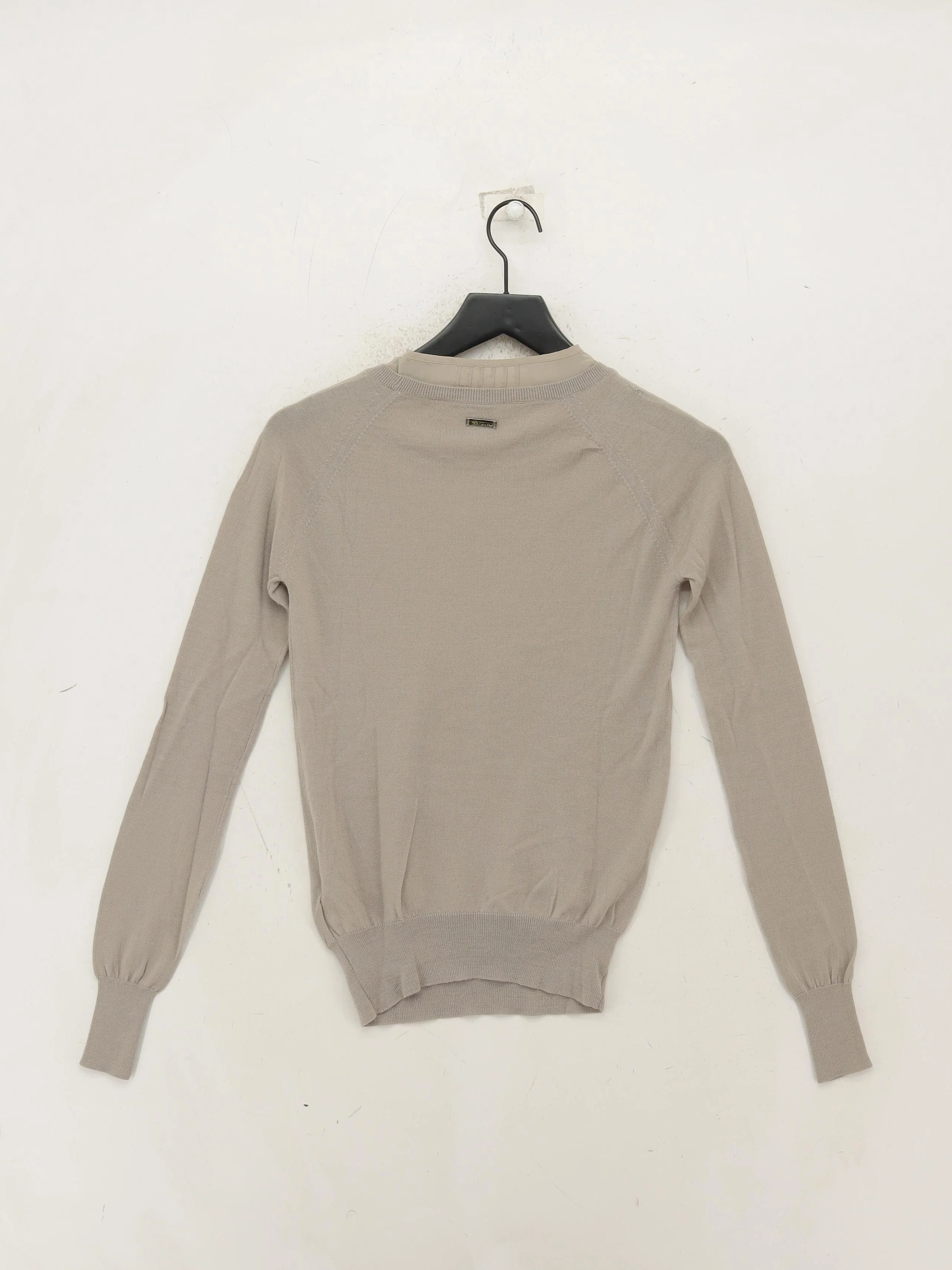 Calvin Klein Women's Jumper UK 8 Cream 100% Wool Round Neck Pullover - Image 2