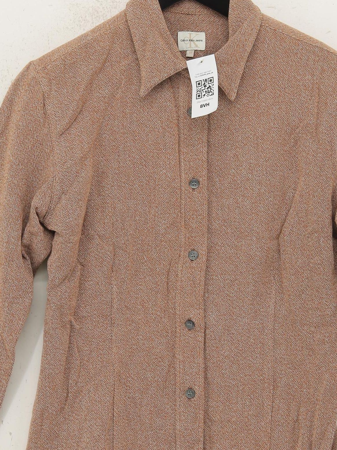Calvin Klein Women's Shirt M Brown 100% Cotton Long Sleeve Collared Basic - Image 3