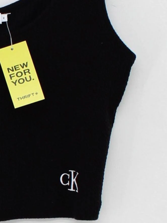 Calvin Klein Women's T-Shirt M Black Polyester with Cotton Basic - Image 4