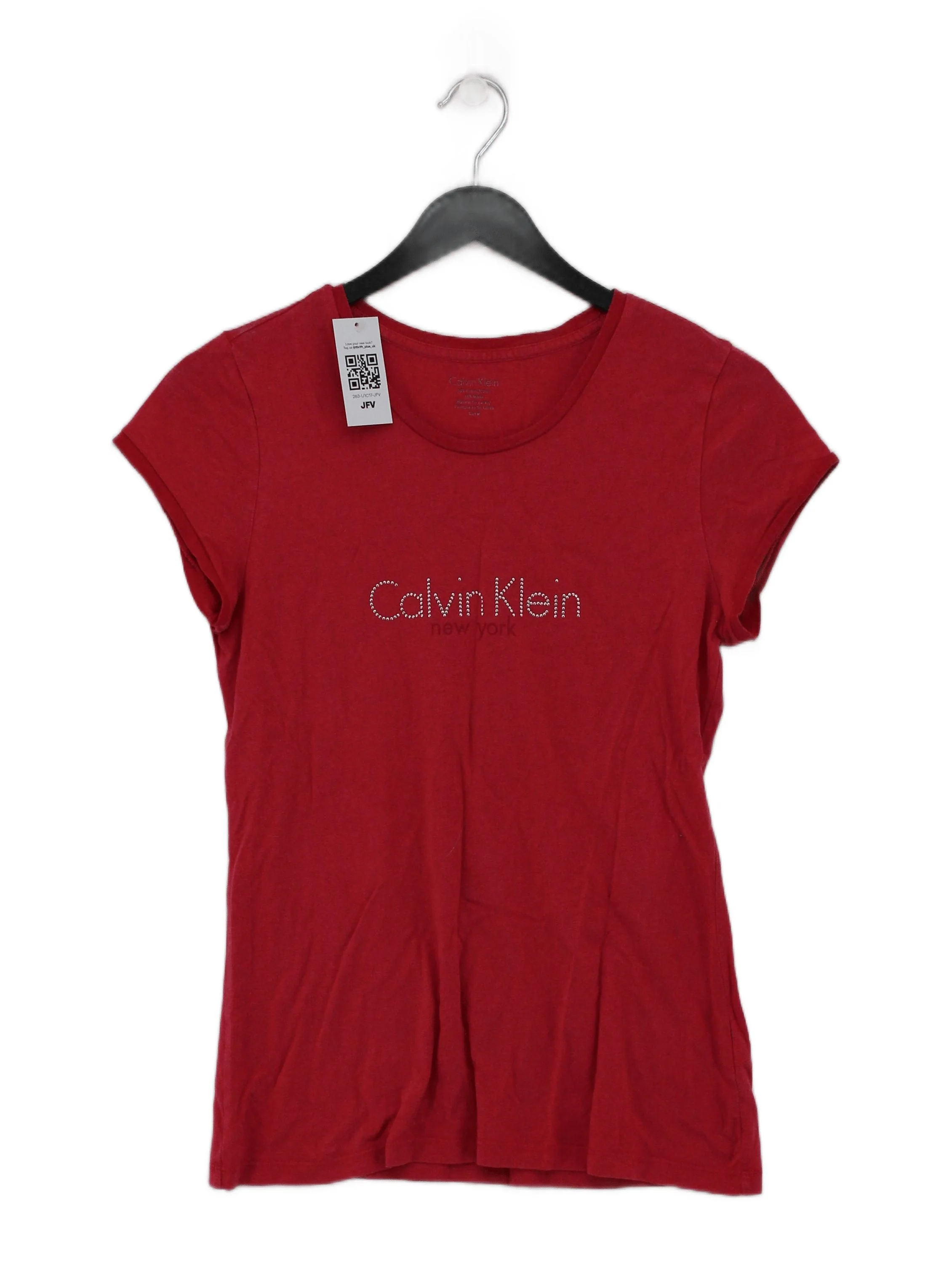 Calvin Klein Women's T-Shirt M Red Cotton with Viscose Basic