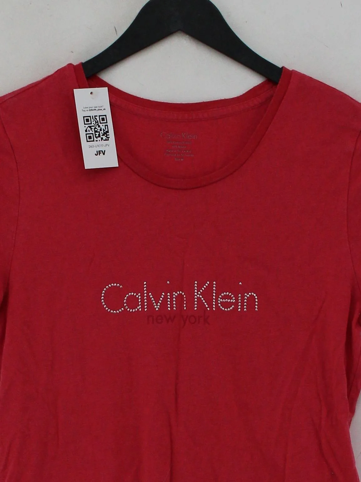 Calvin Klein Women's T-Shirt M Red Cotton with Viscose Basic - Image 3