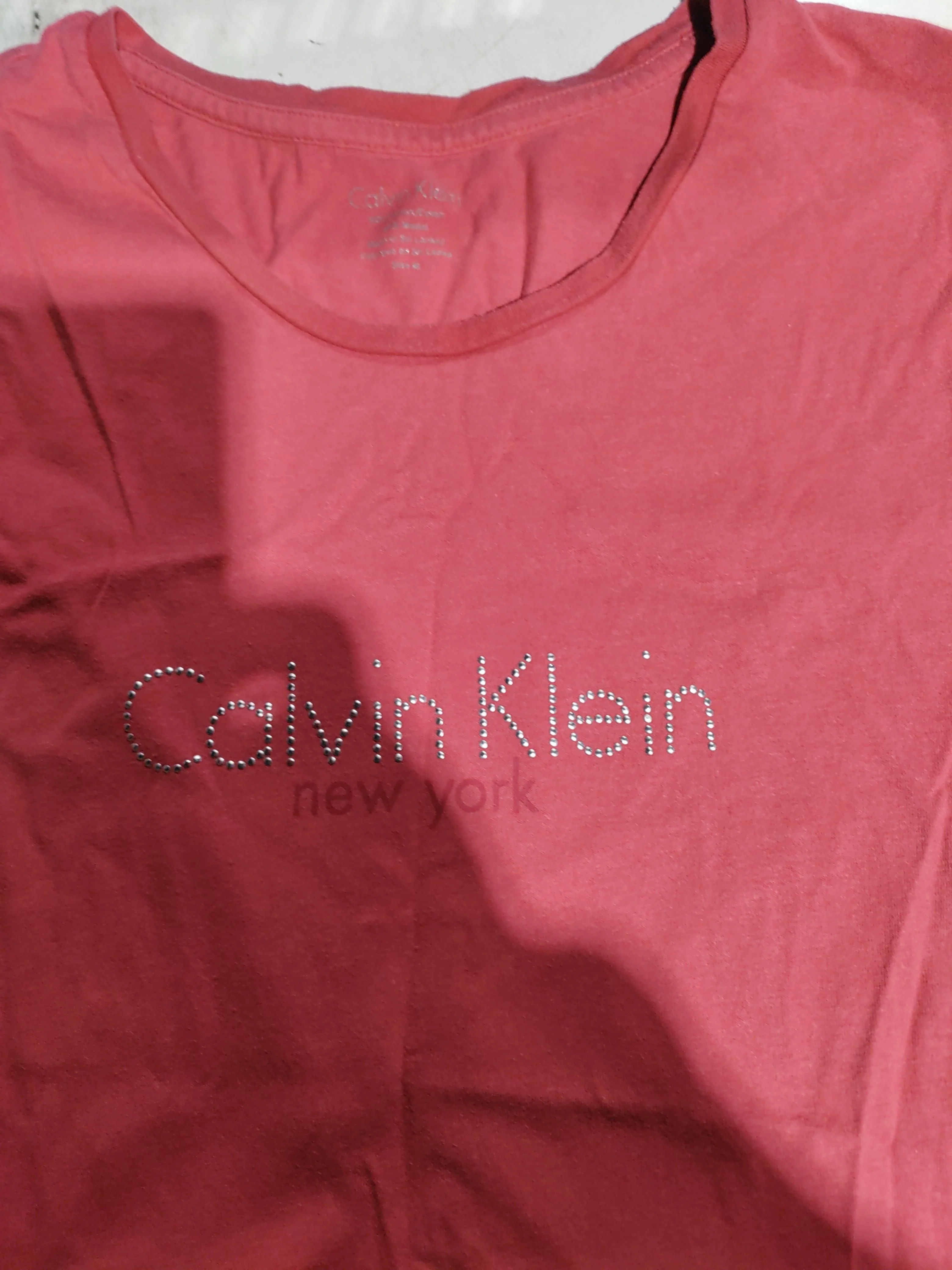Calvin Klein Women's T-Shirt M Red Cotton with Viscose Basic - Image 5