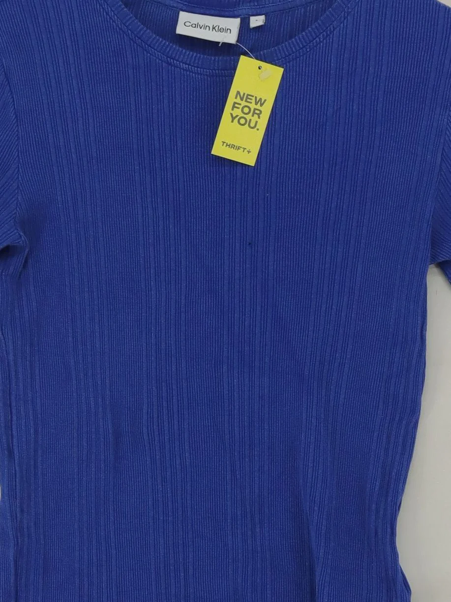 Calvin Klein Women's T-Shirt S Blue Lyocell Modal with Elastane Basic - Image 3