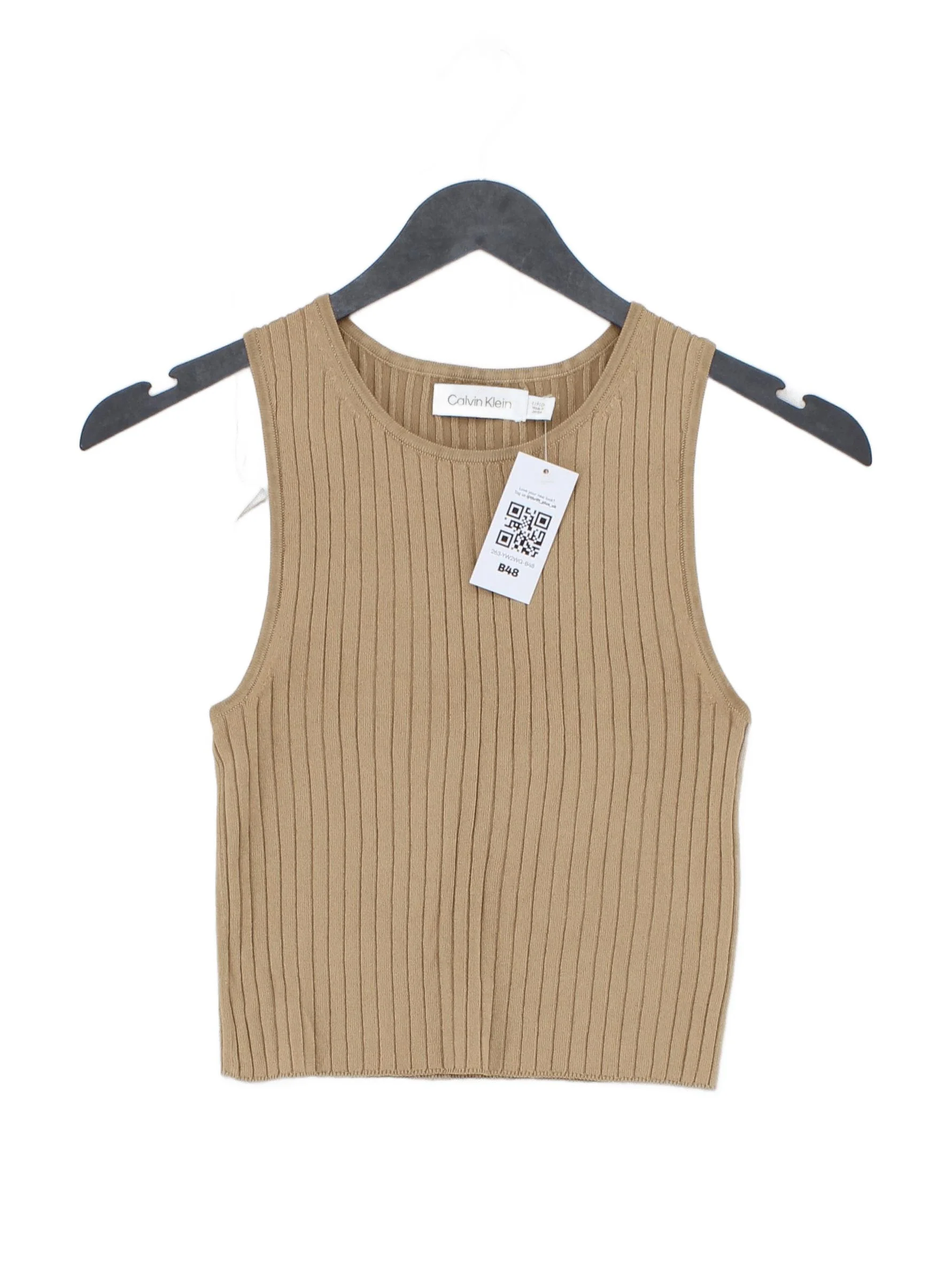 Calvin Klein Women's T-Shirt S Tan Viscose with Other Basic