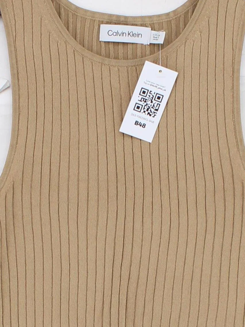 Calvin Klein Women's T-Shirt S Tan Viscose with Other Basic - Image 3
