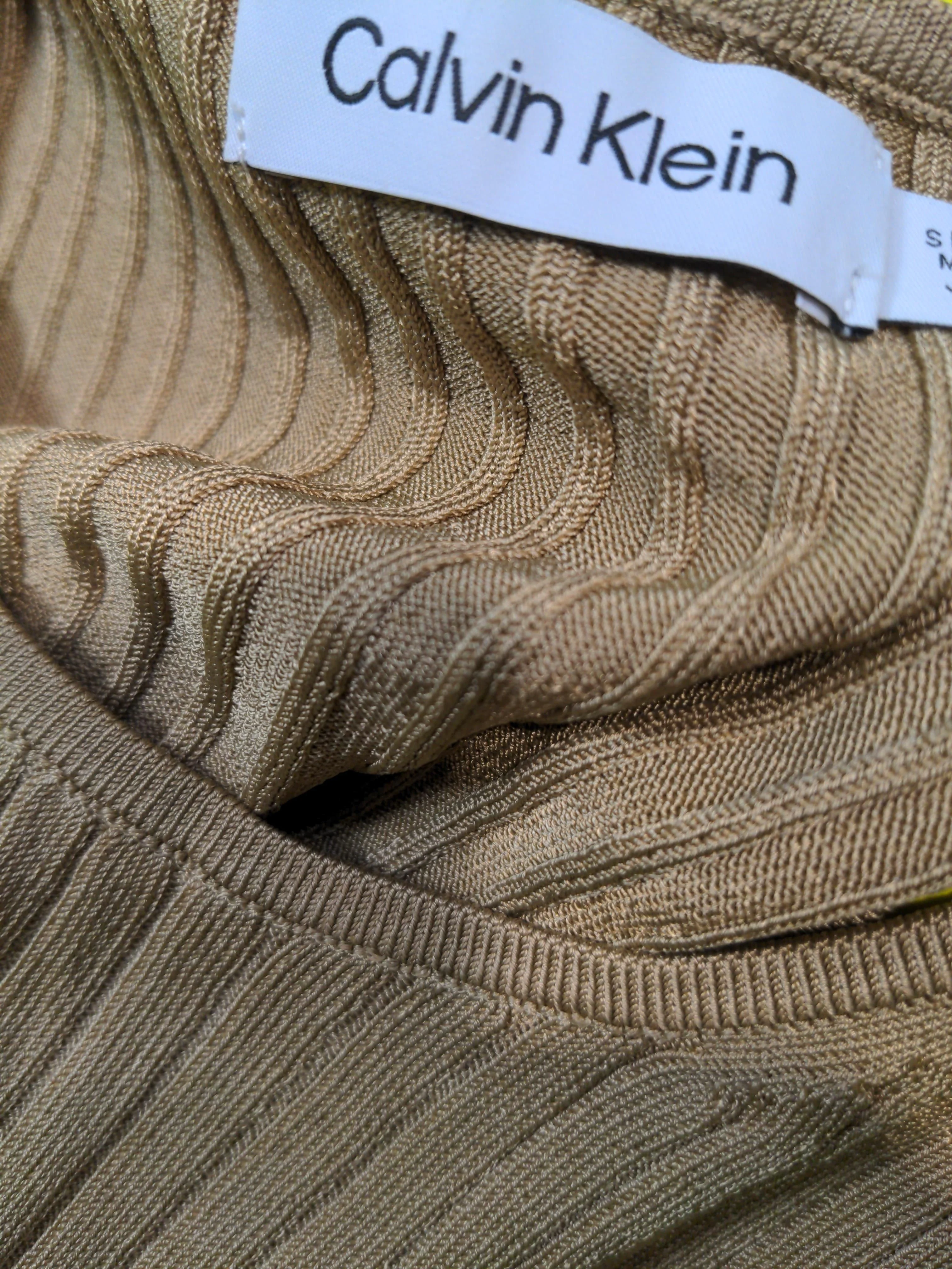 Calvin Klein Women's T-Shirt S Tan Viscose with Other Basic - Image 5
