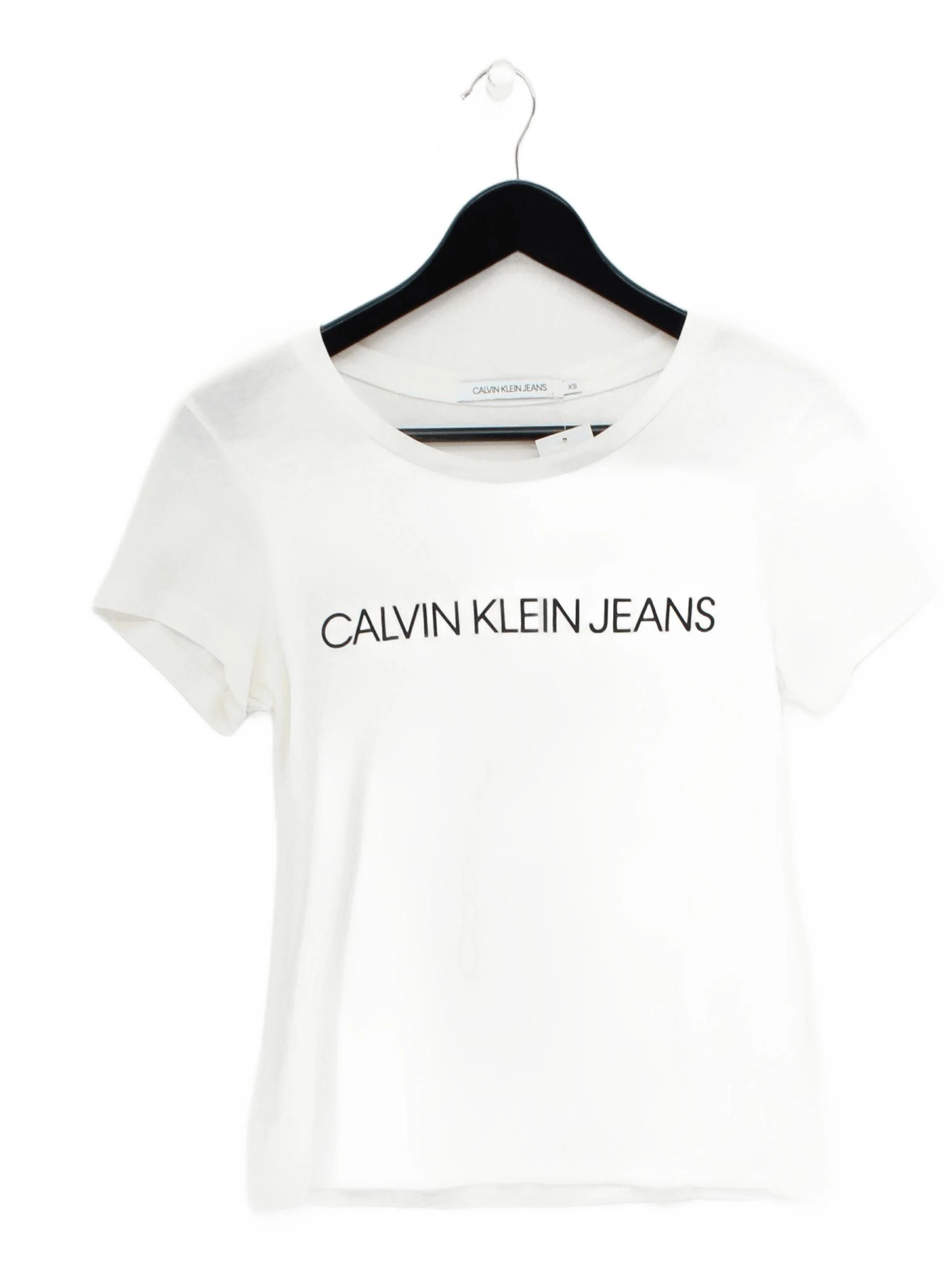 Calvin Klein Women's T-Shirt XS White 100% Other Short Sleeve Round Neck Basic