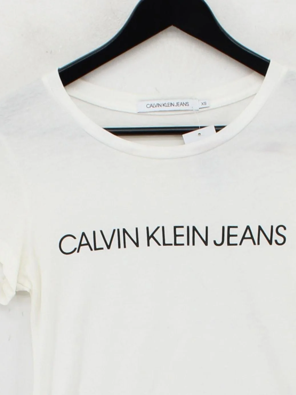 Calvin Klein Women's T-Shirt XS White 100% Other Short Sleeve Round Neck Basic - Image 3
