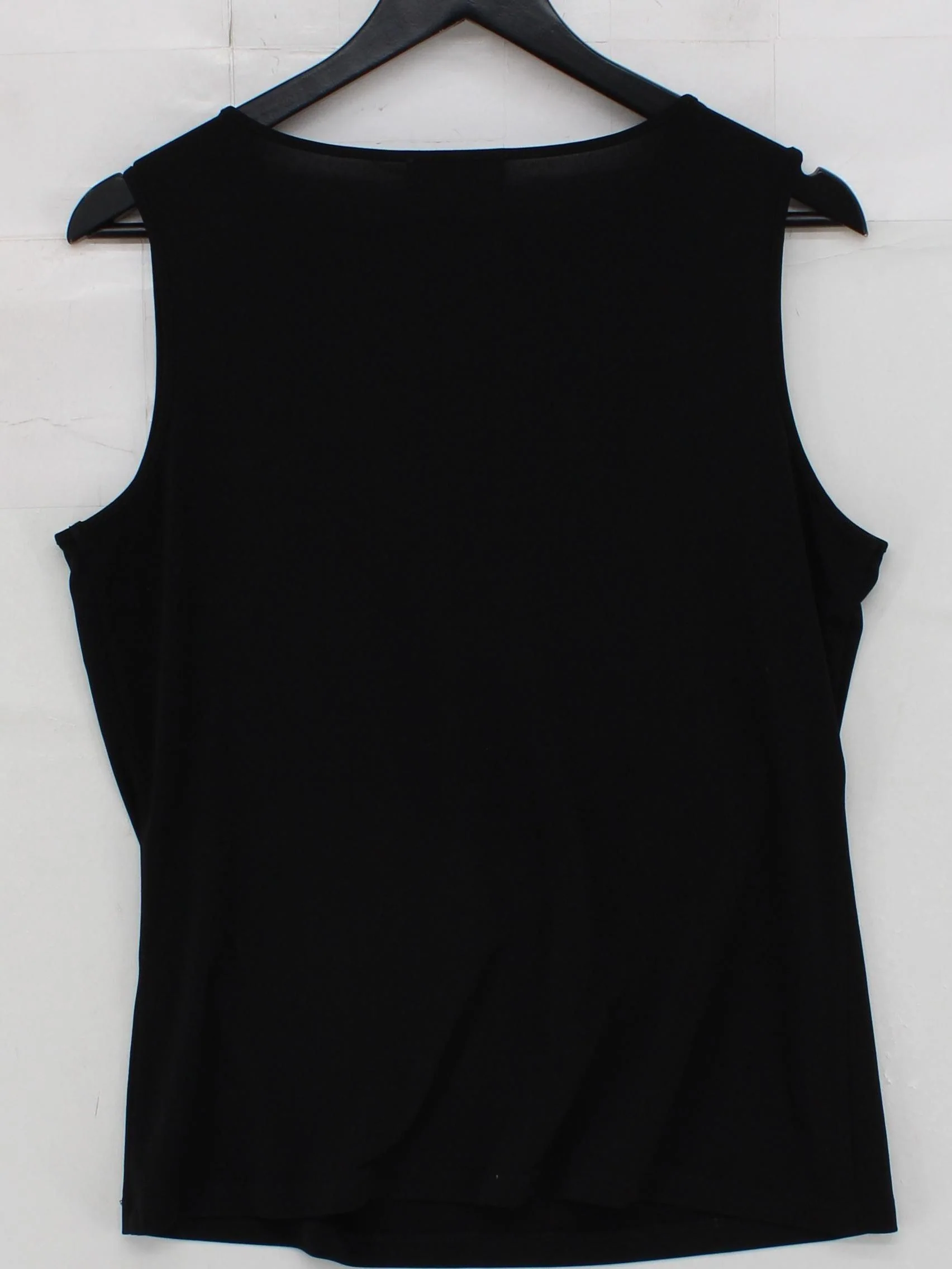 Calvin Klein Women's Top L Black Polyester with Spandex Sleeveless V-Neck Basic - Image 2