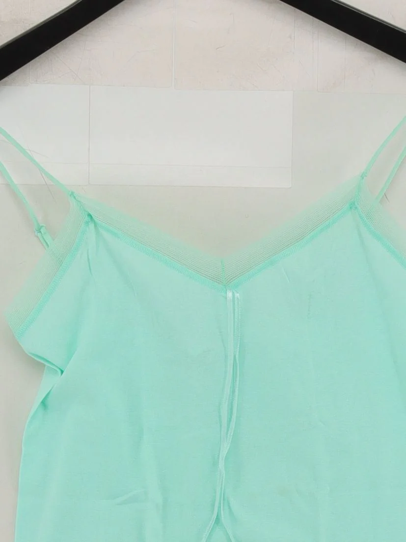 Calvin Klein Women's Top M Green 100% Cotton Sleeveless V-Neck Basic - Image 3