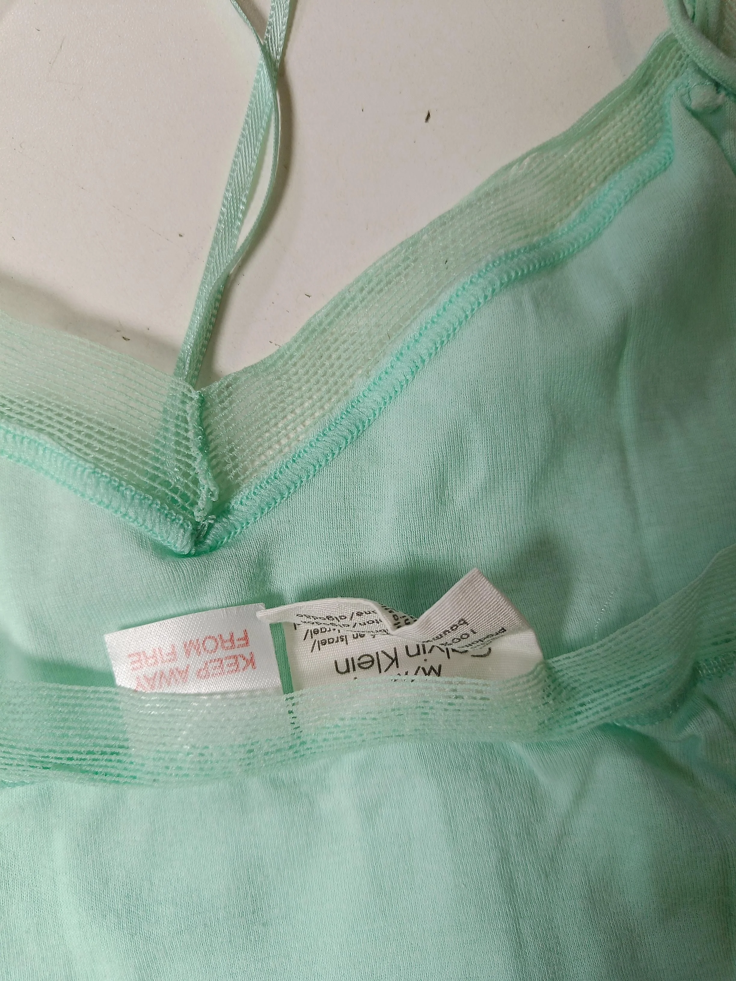 Calvin Klein Women's Top M Green 100% Cotton Sleeveless V-Neck Basic - Image 8