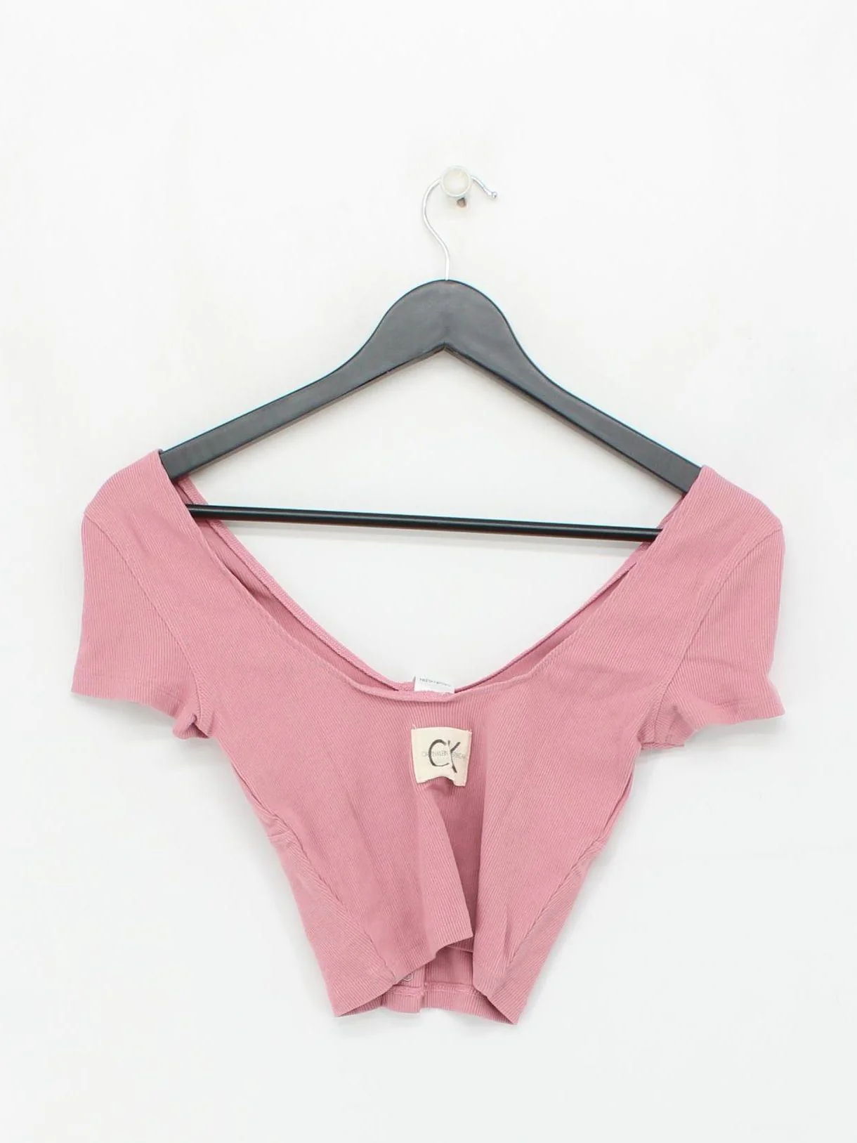 Calvin Klein Women's Top S Pink Cotton with Elastane Short Sleeve V-Neck Basic - Image 2