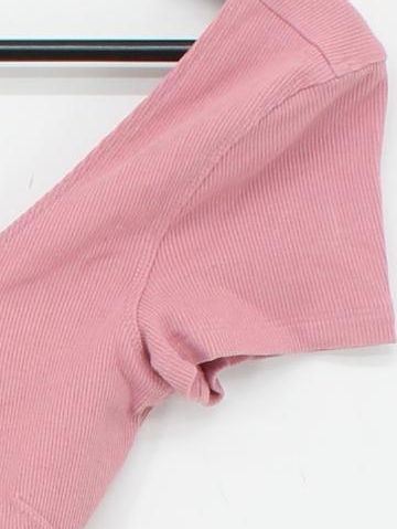 Calvin Klein Women's Top S Pink Cotton with Elastane Short Sleeve V-Neck Basic - Image 4