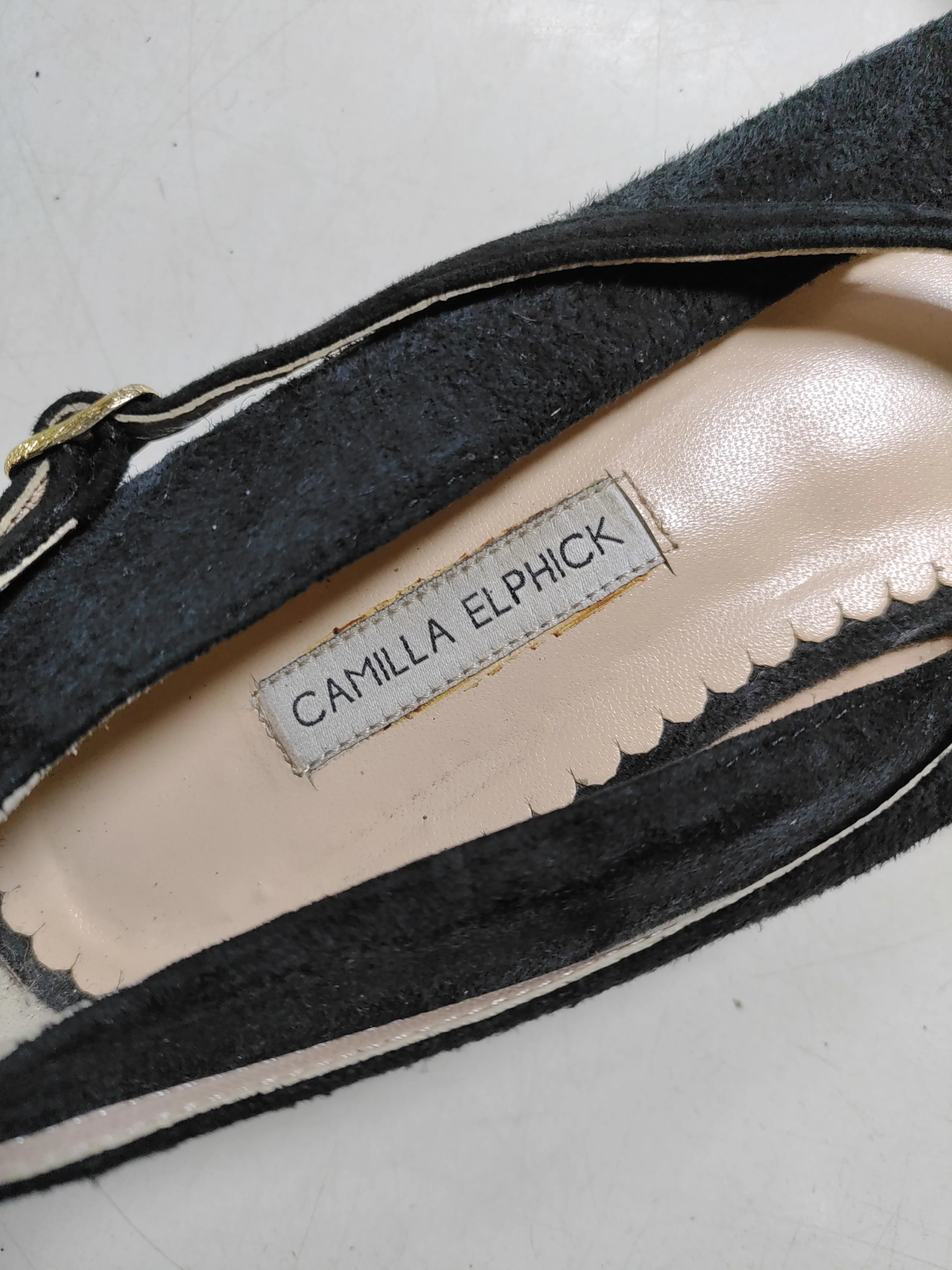 Camilla Elphick Women's Flat Shoes UK 6.5 Black 100% Suede Mary Jane - Image 9