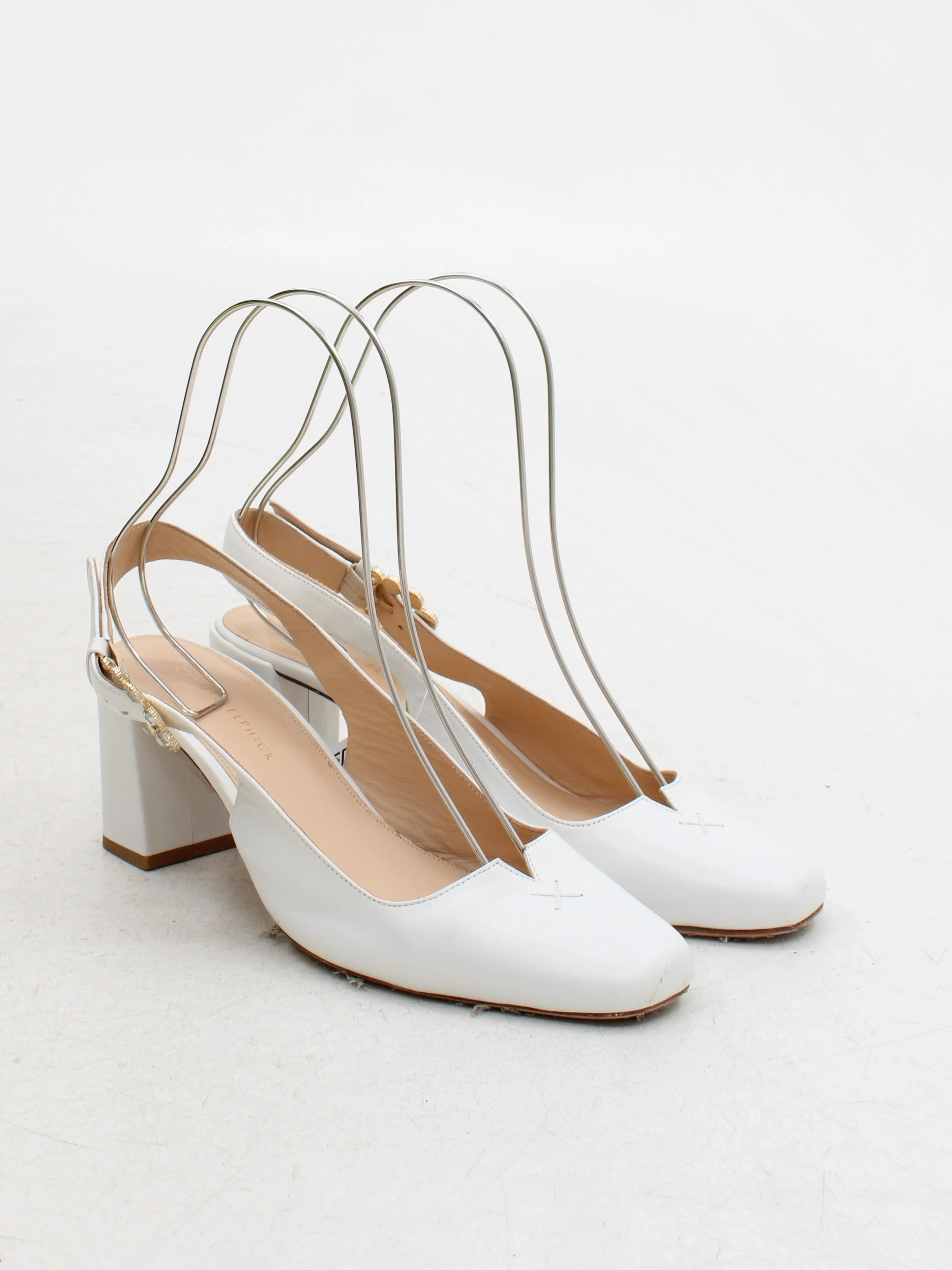 Camilla Elphick Women's Heels UK 7 White 100% Leather Court - Image 4