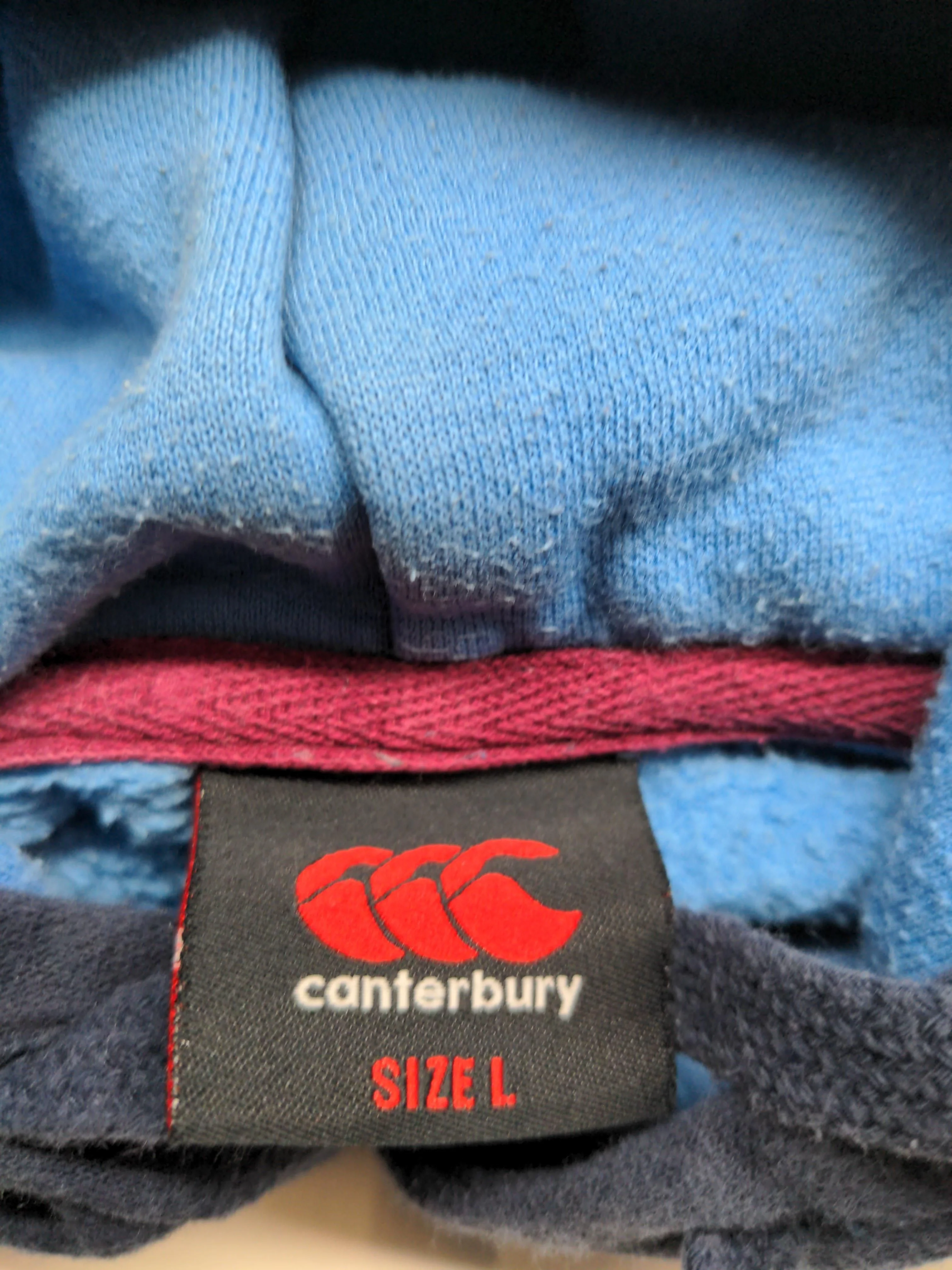 Canterbury Men's Hoodie L Blue Graphic Cotton with Polyester Pullover - Image 7