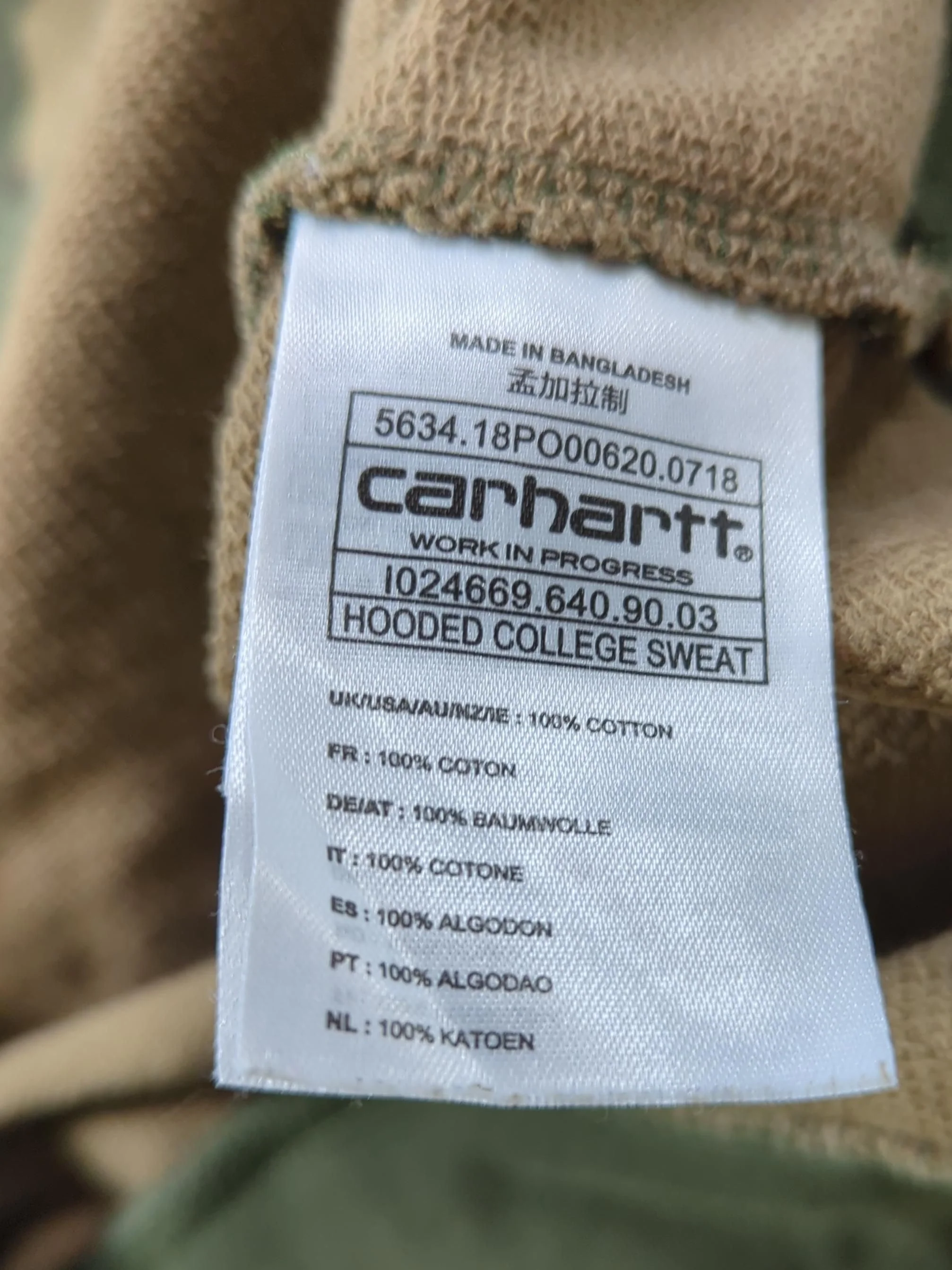 Carhartt Men's Hoodie XS Multi Camo 100% Cotton Pullover - Image 6